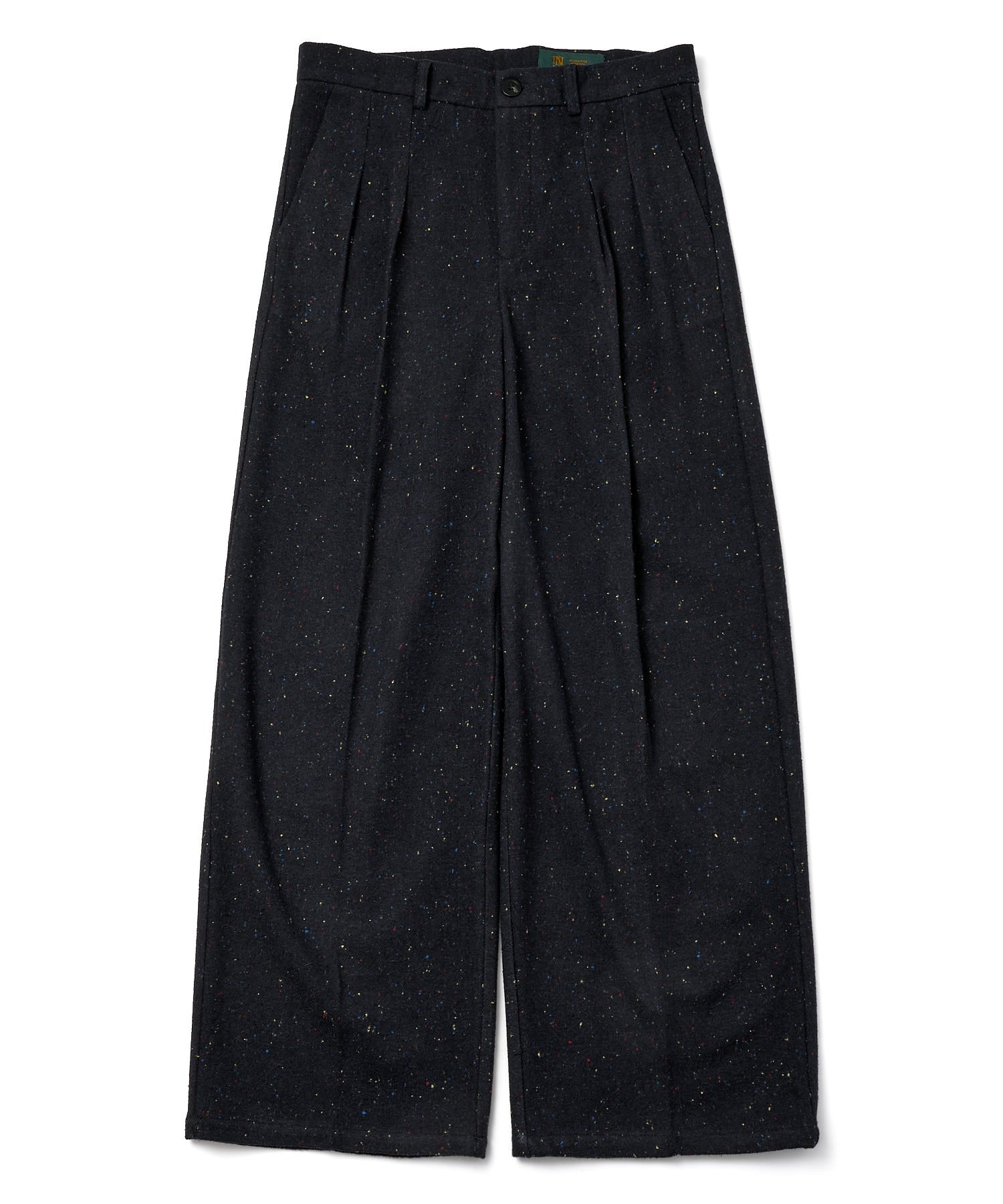 【希少タイプ】 90s フランス製 カラーネップ ウール ワイドスラックス カラーネップタックワイドパンツ[Dark Navy] – Noen
