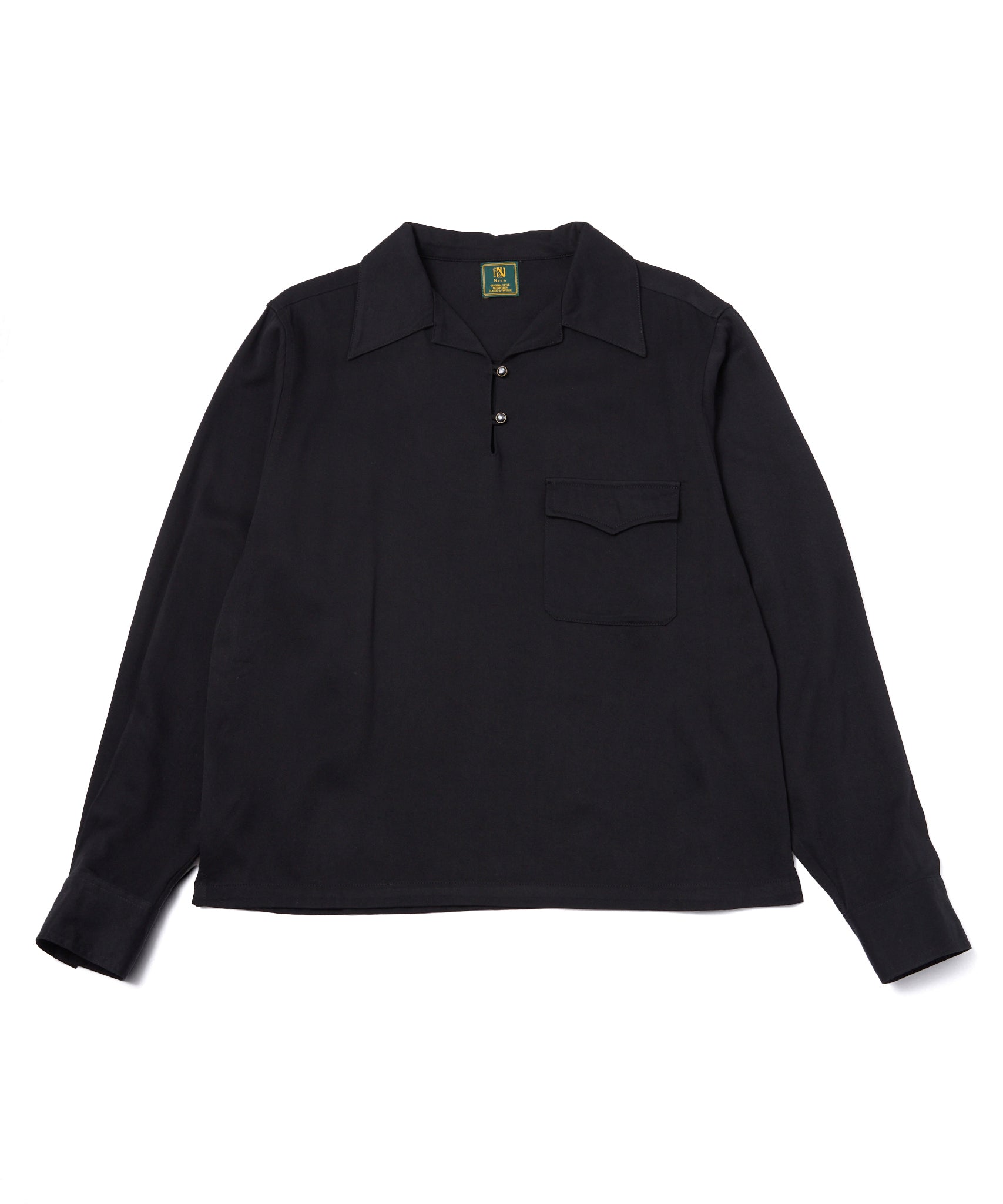 レーヨンプルオーバーシャツ[Black] – Noen