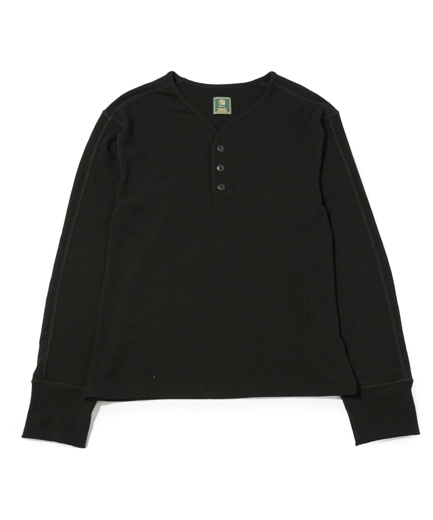 kizukiブラック ヘンリーネック Vネックヘンリーニットソー[Black] – Noen