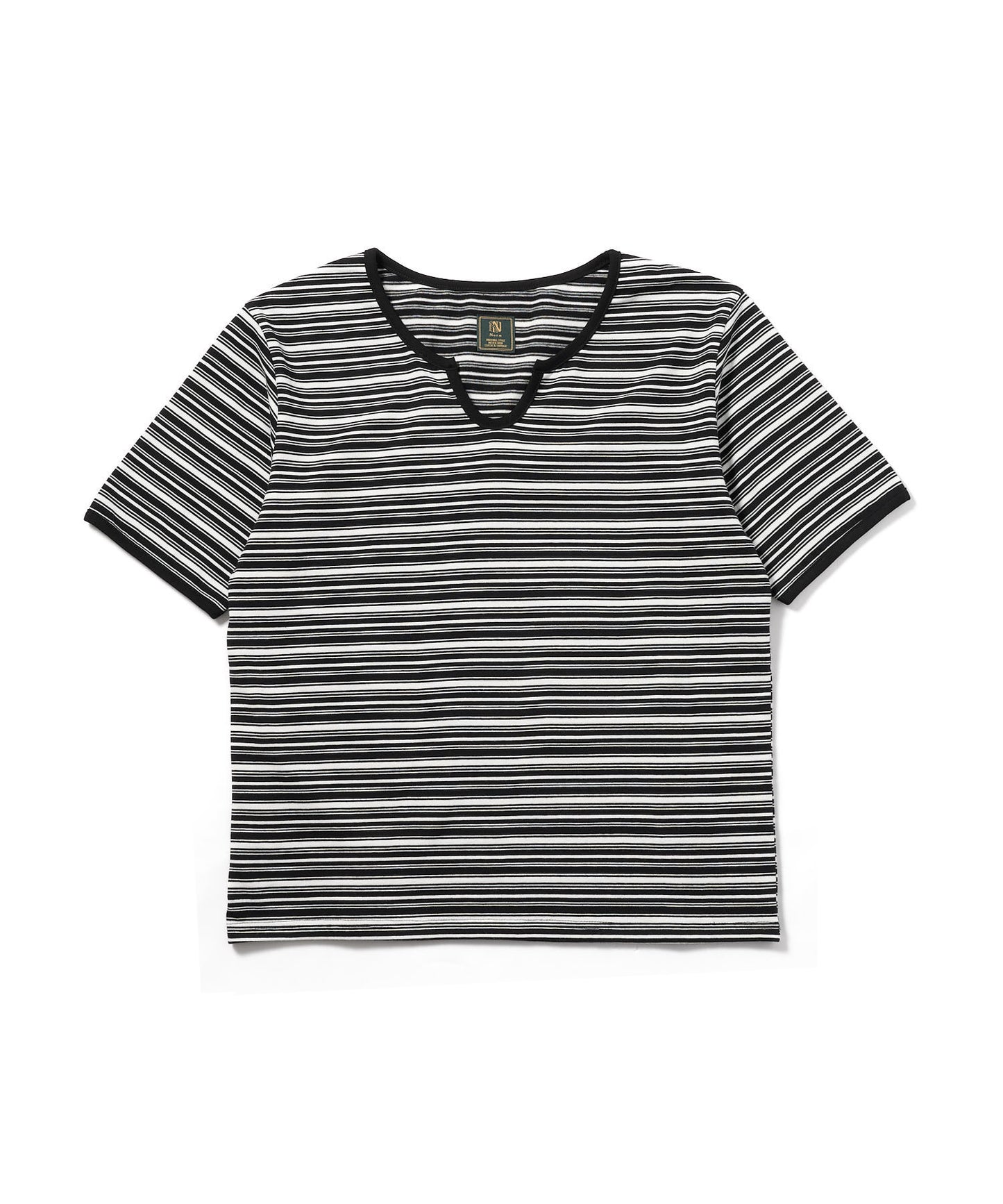 オープンネックボーダーT[Black]