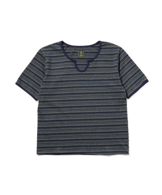オープンネックボーダーT[Dark Navy]