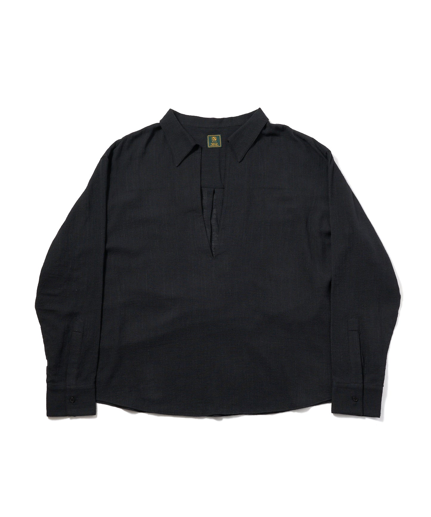 リネンライクガーゼスキッパーシャツ[Black]