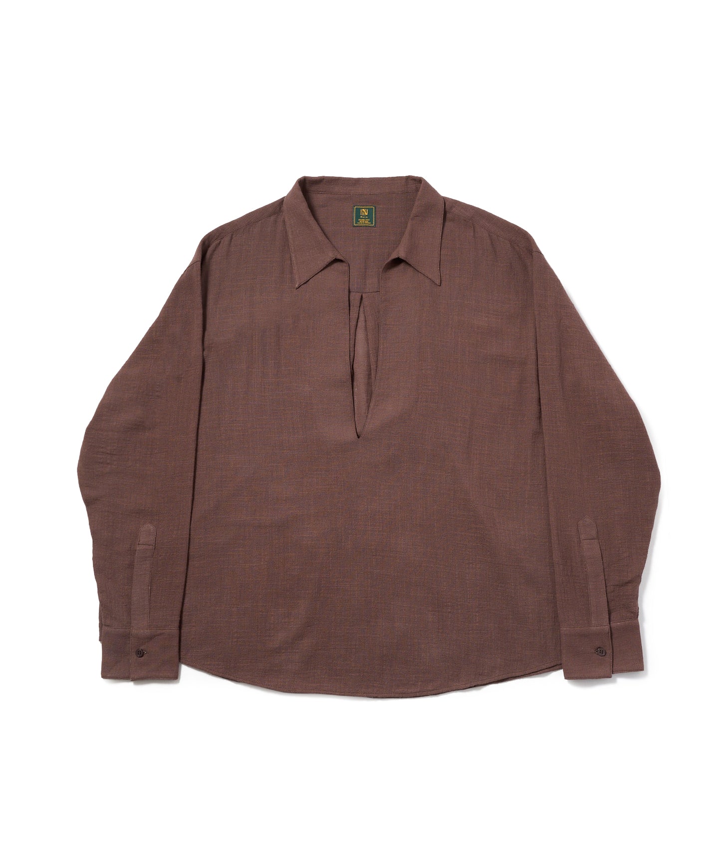 リネンライクガーゼスキッパーシャツ[Ash Brown]