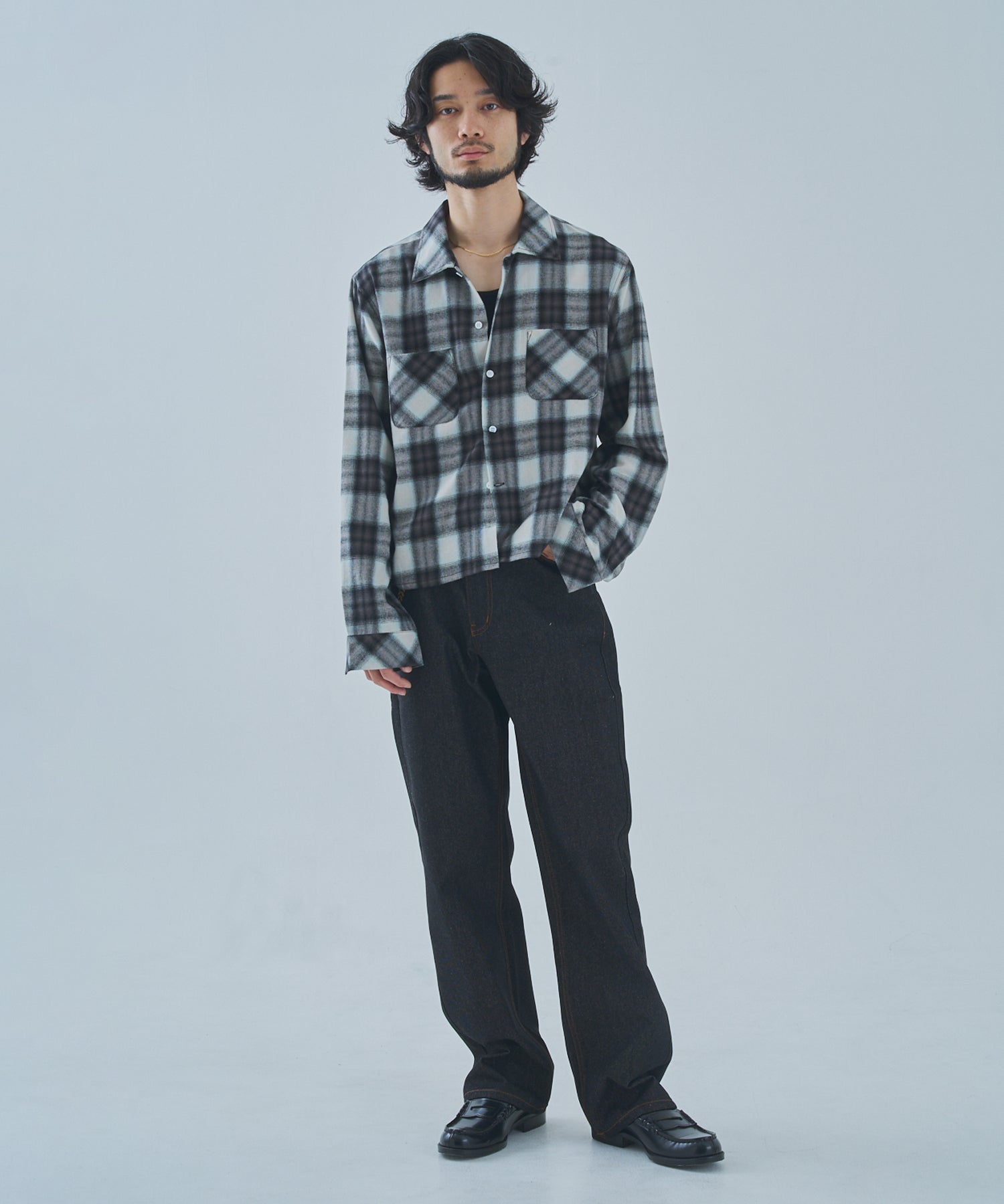 オンブレチェックシャツ[Black] – Noen