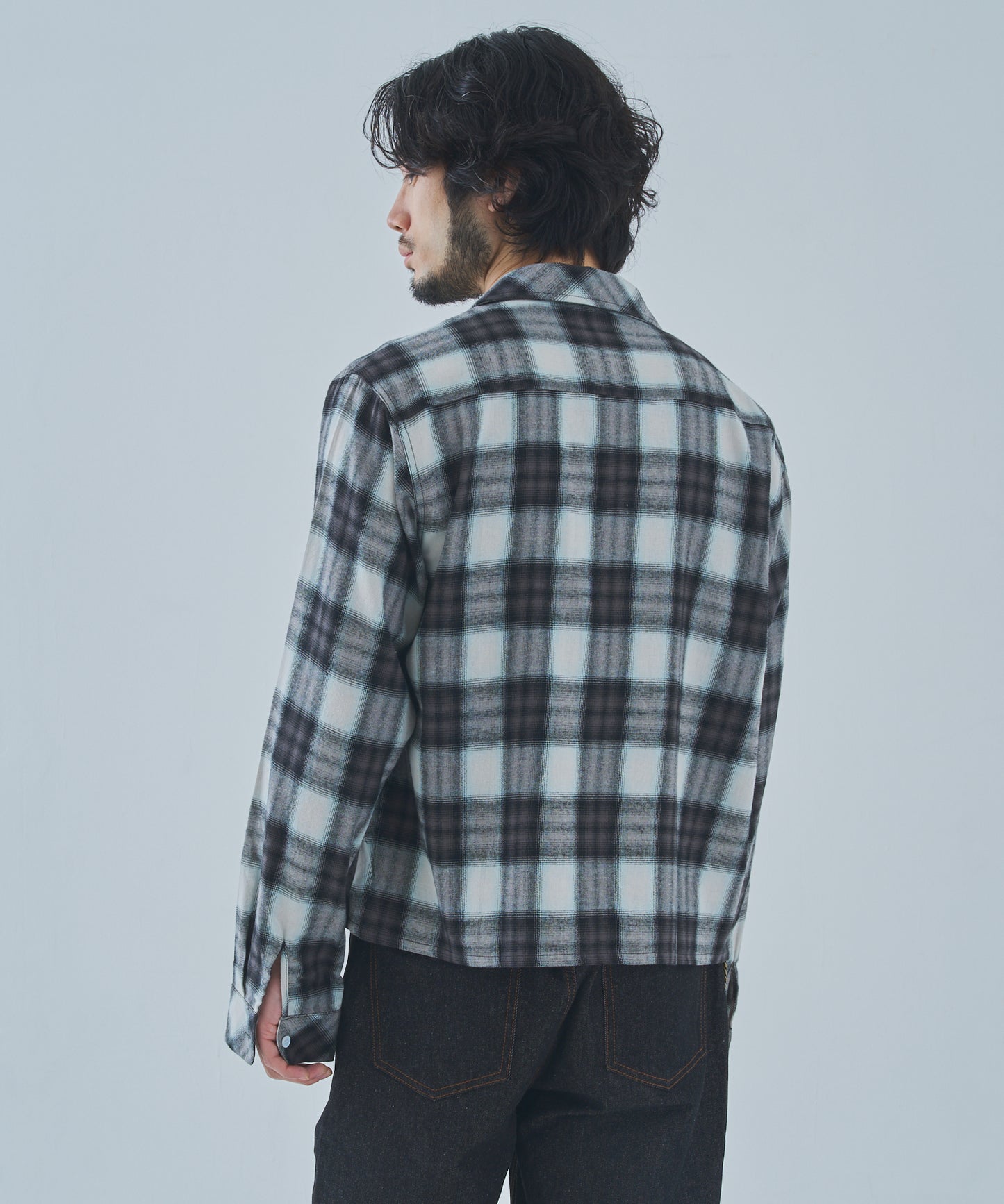 オンブレチェックシャツ[Black]