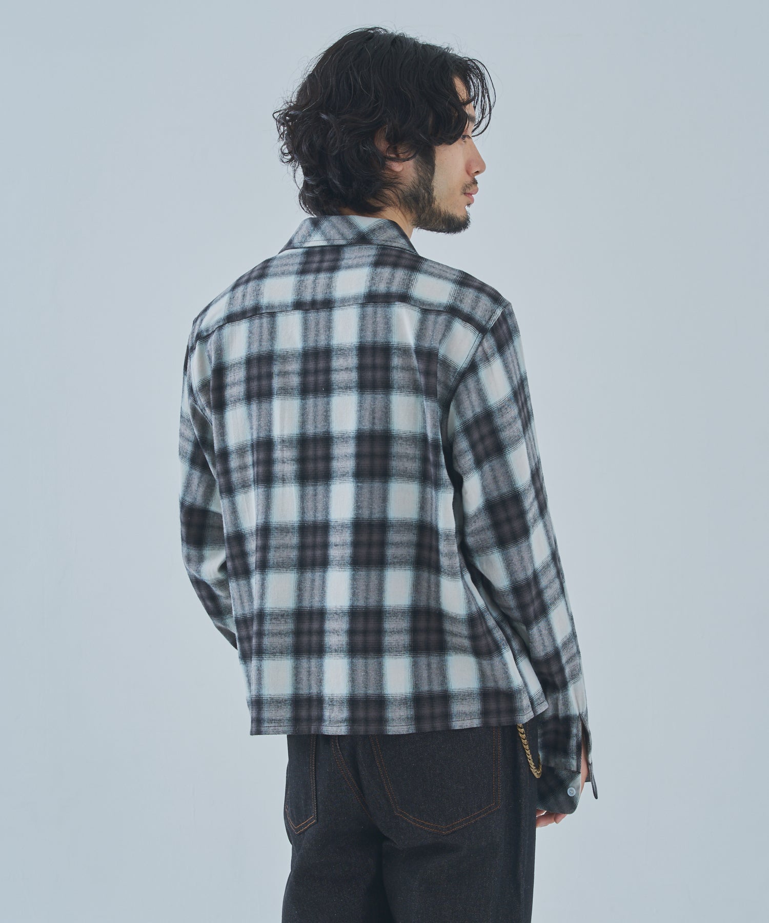 オンブレチェックシャツ[Black] – Noen