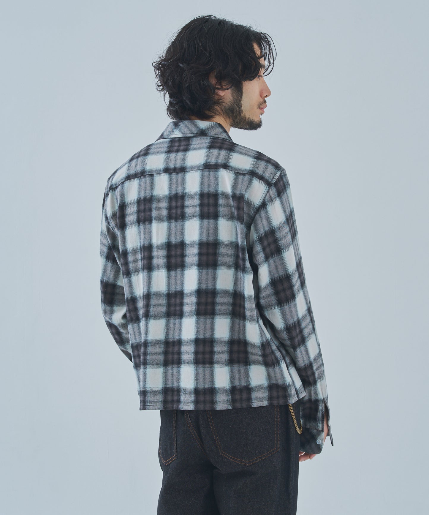 オンブレチェックシャツ[Black]