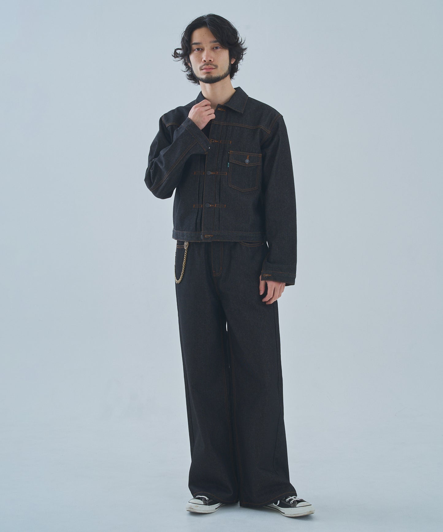 シンチバックバギージーンズ[Black]