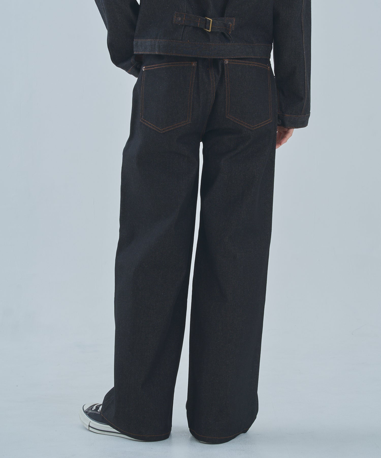 noen シンチバックバギージーンズ ワイド デニム Mサイズ ブラック シンチバックバギージーンズ[Black] – Noen