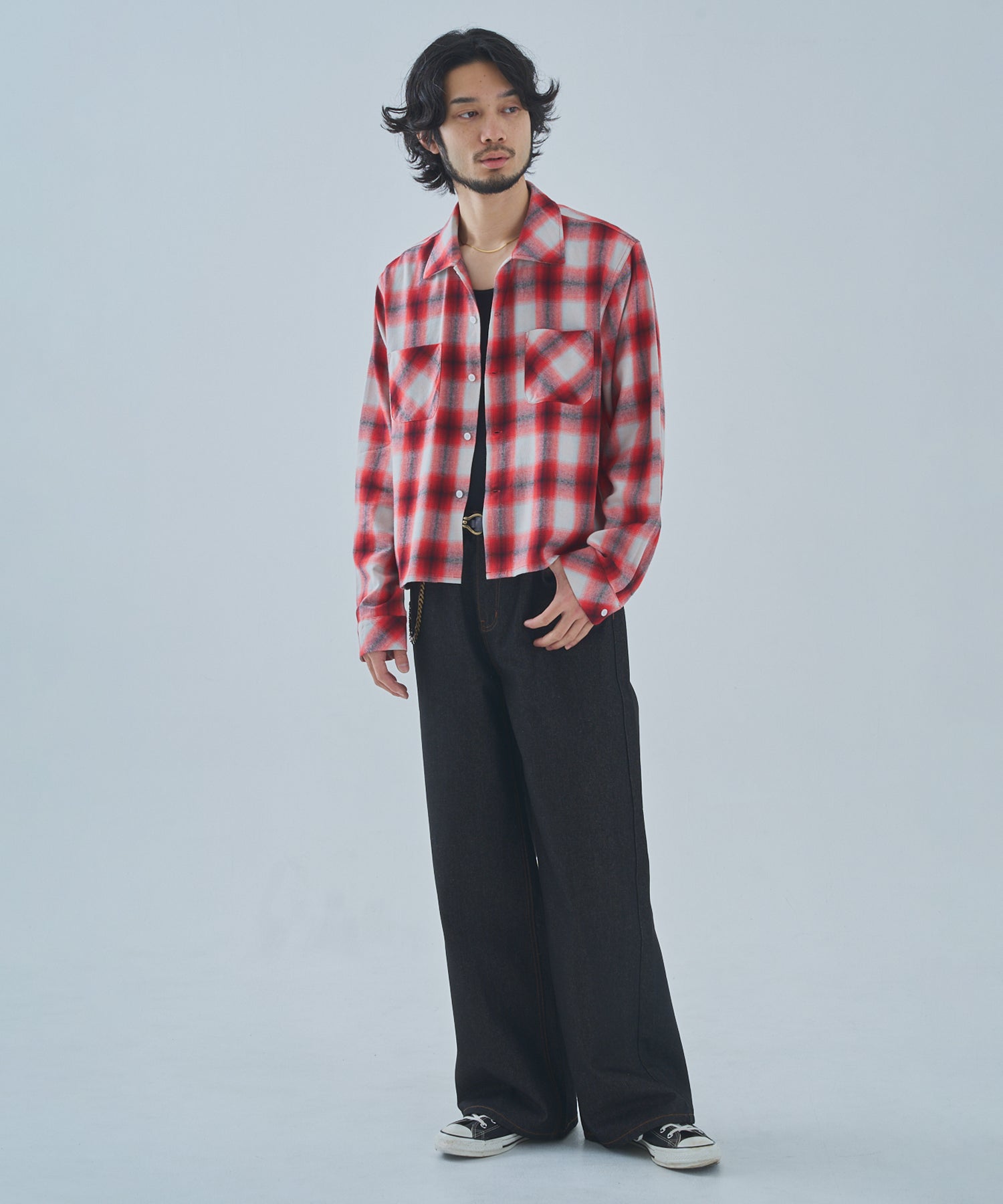 オンブレチェックシャツ[Red] – Noen
