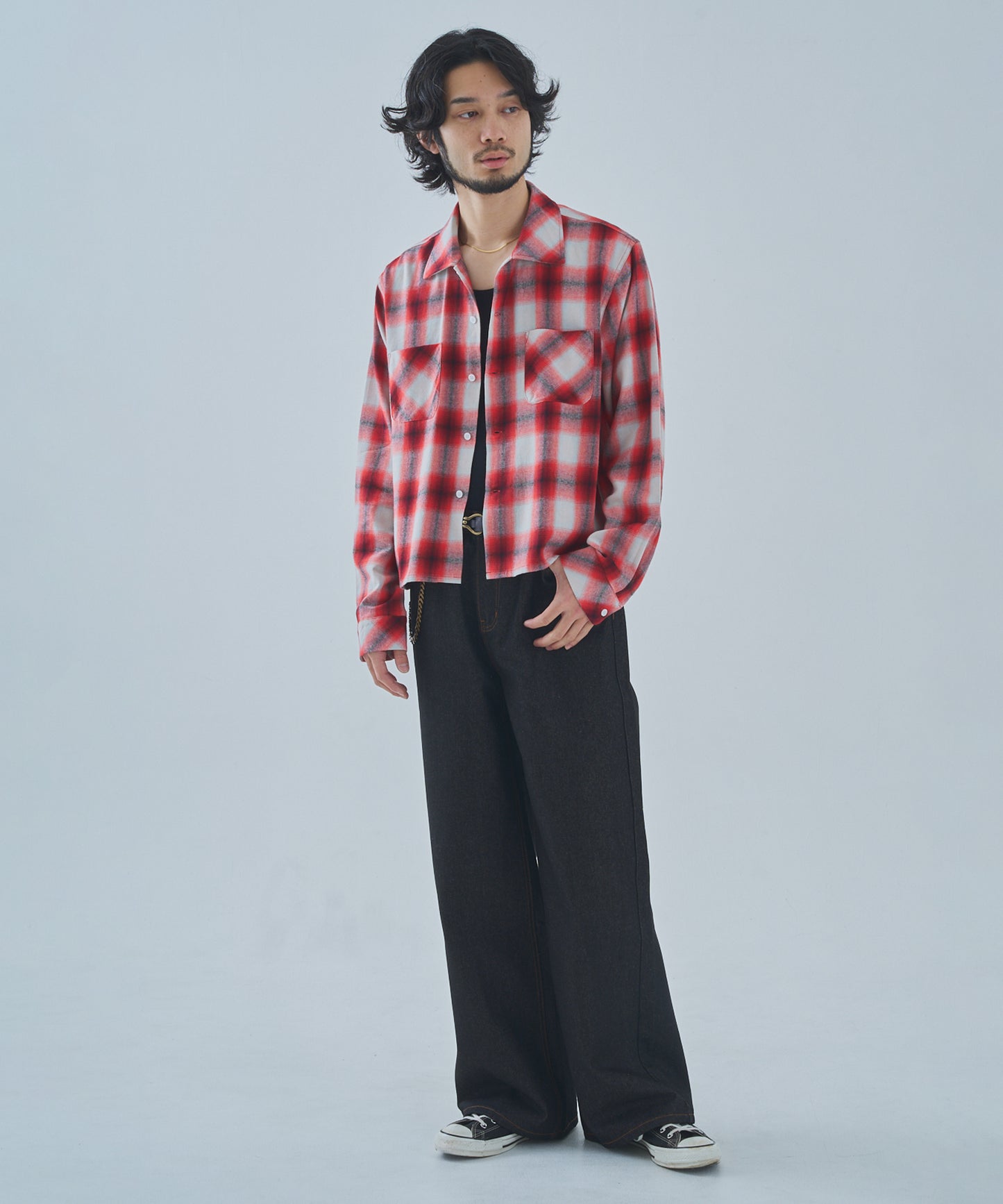 オンブレチェックシャツ[Red]