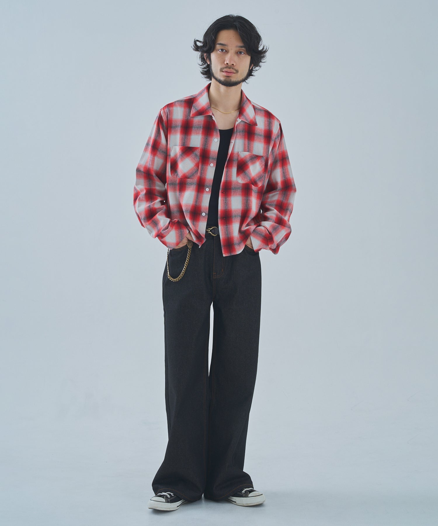 オンブレチェックシャツ[Red] – Noen