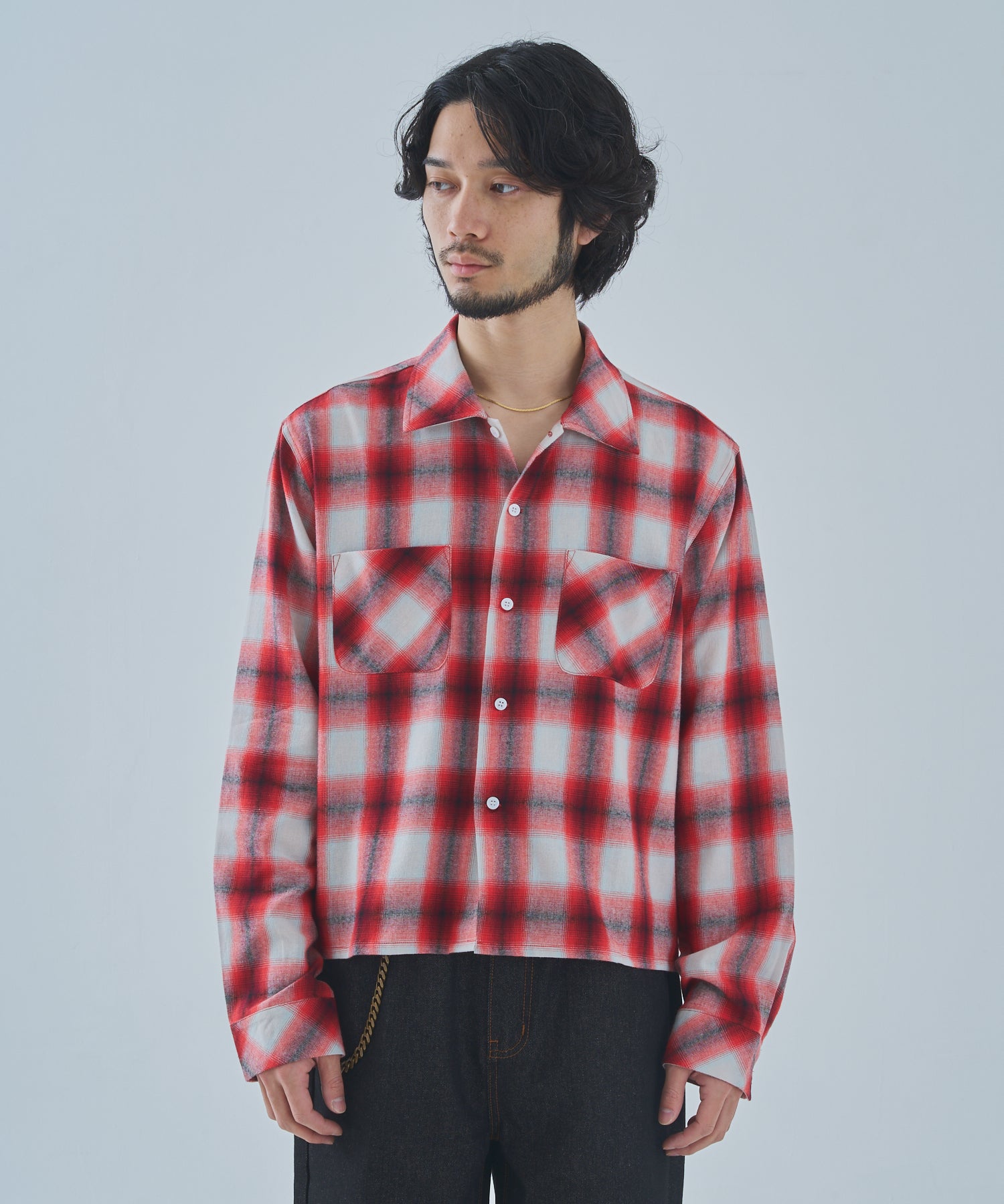 オンブレチェックシャツ[Red] – Noen