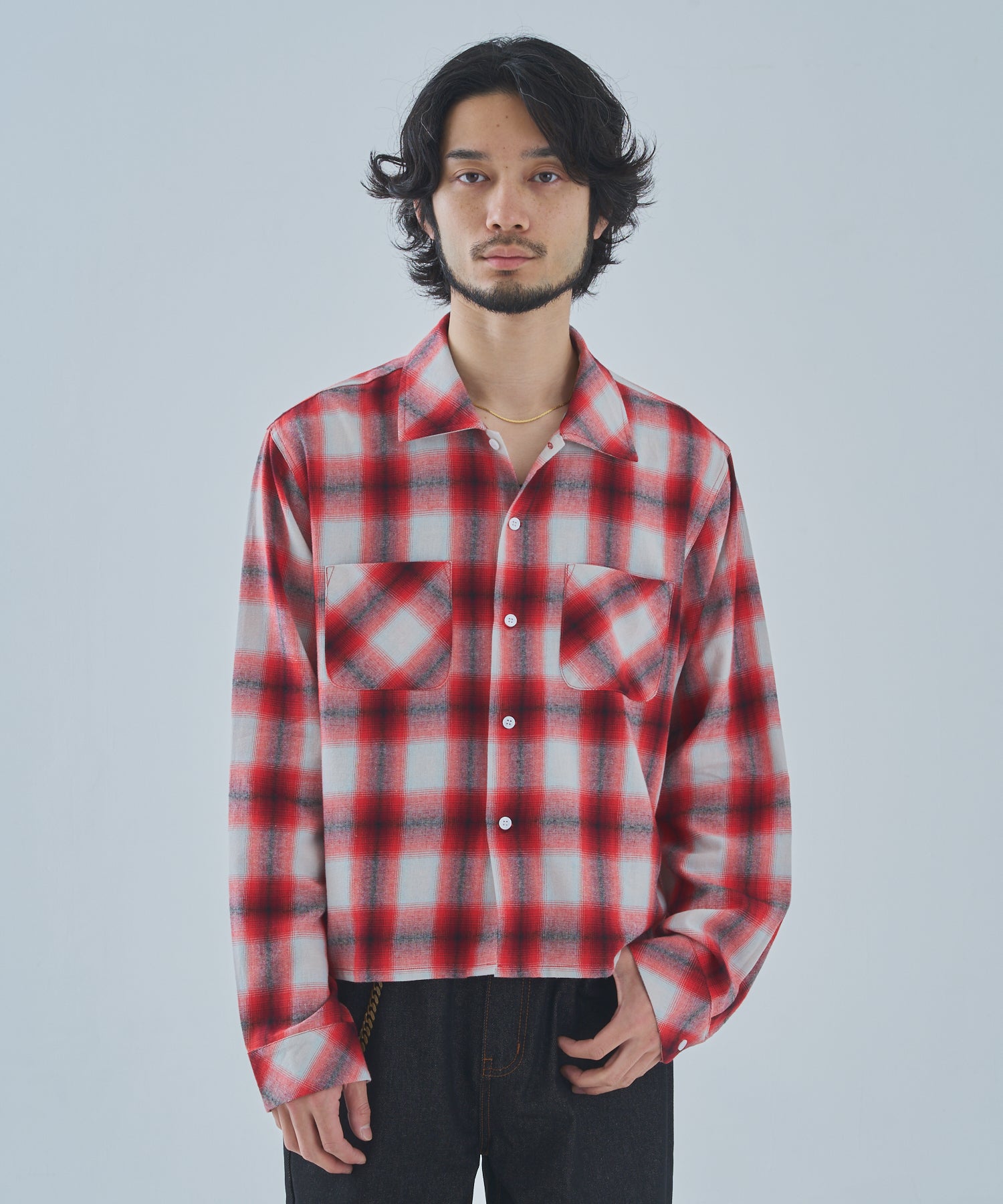 オンブレチェックシャツ[Red] – Noen