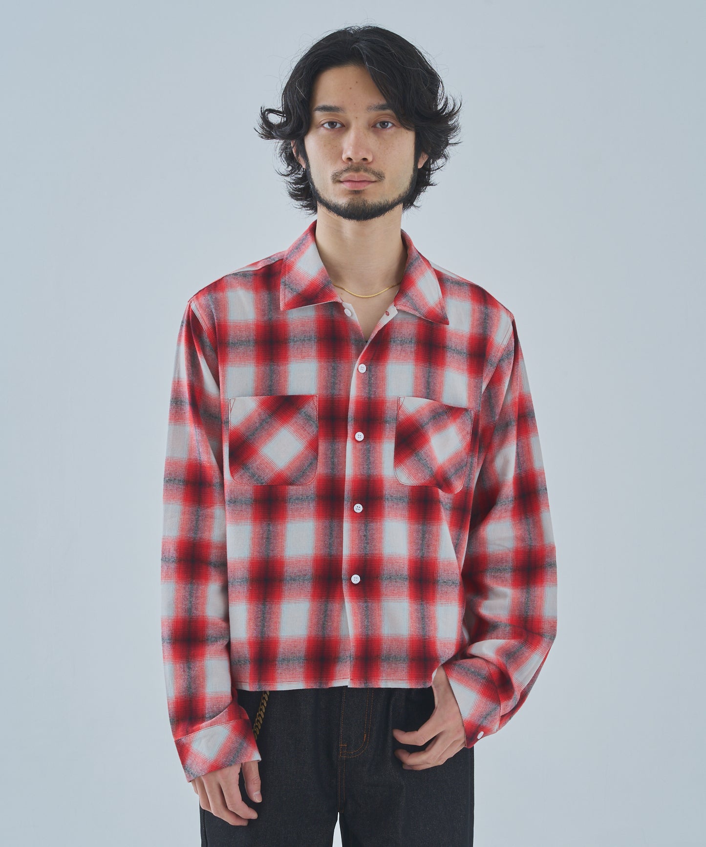 オンブレチェックシャツ[Red]