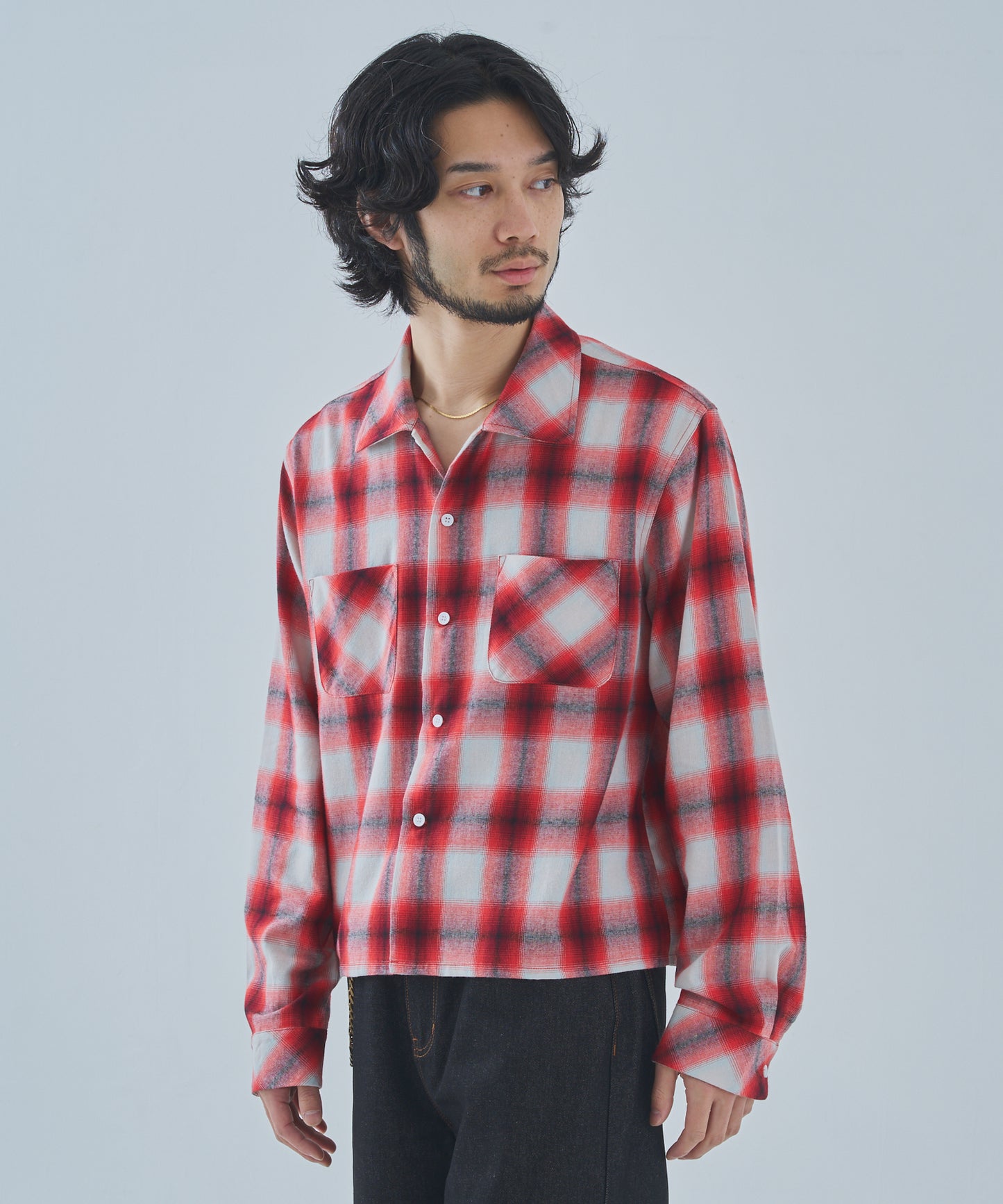 オンブレチェックシャツ[Red]