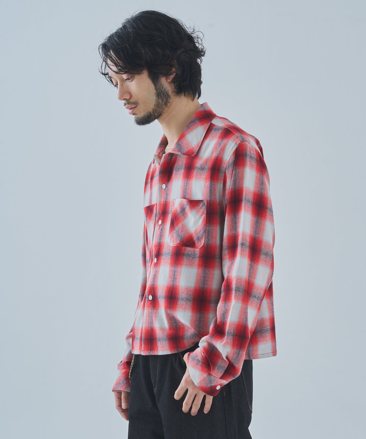 オンブレチェックシャツ[Red]
