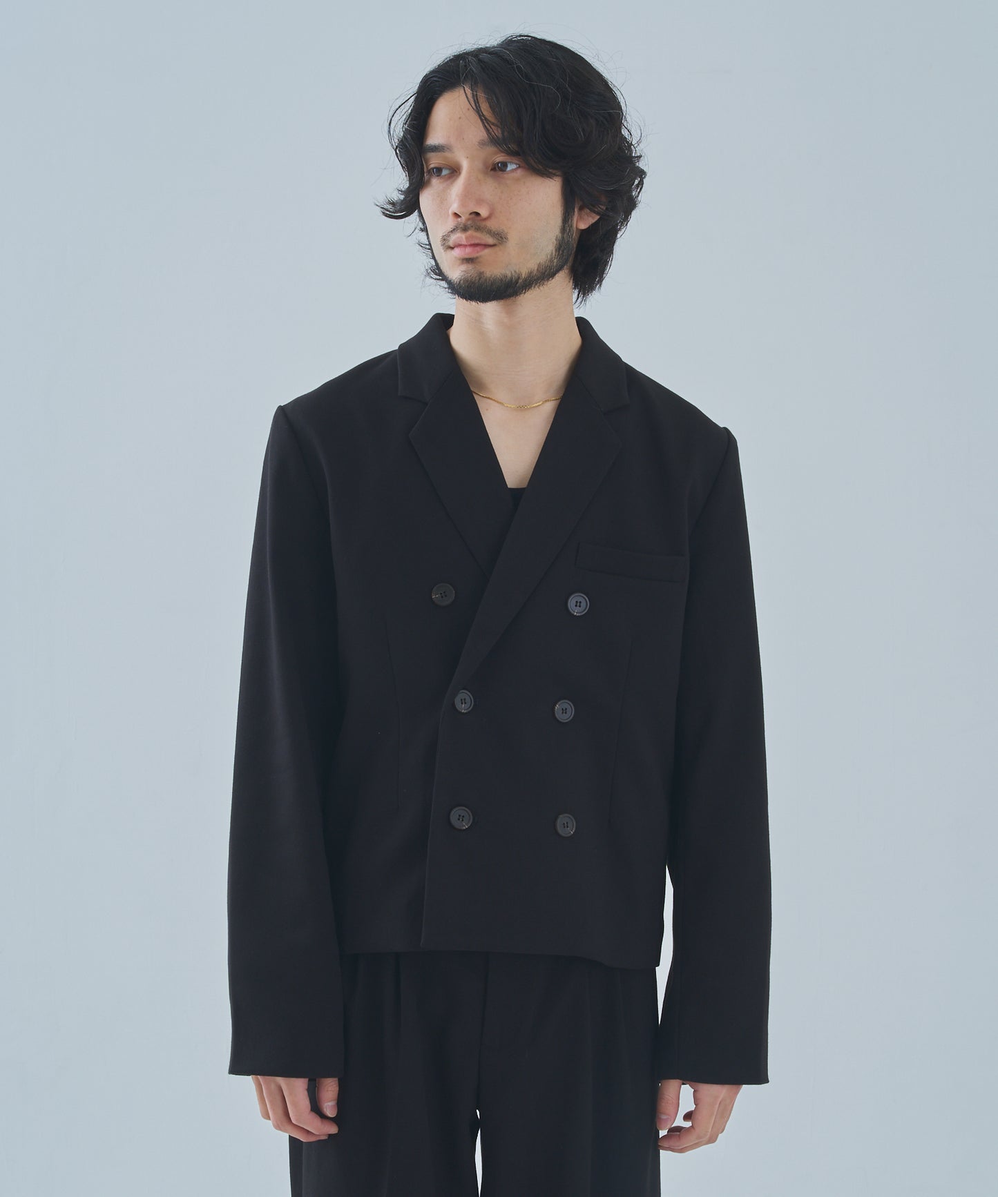 ミリタリーツイルダブルジャケット[Black]