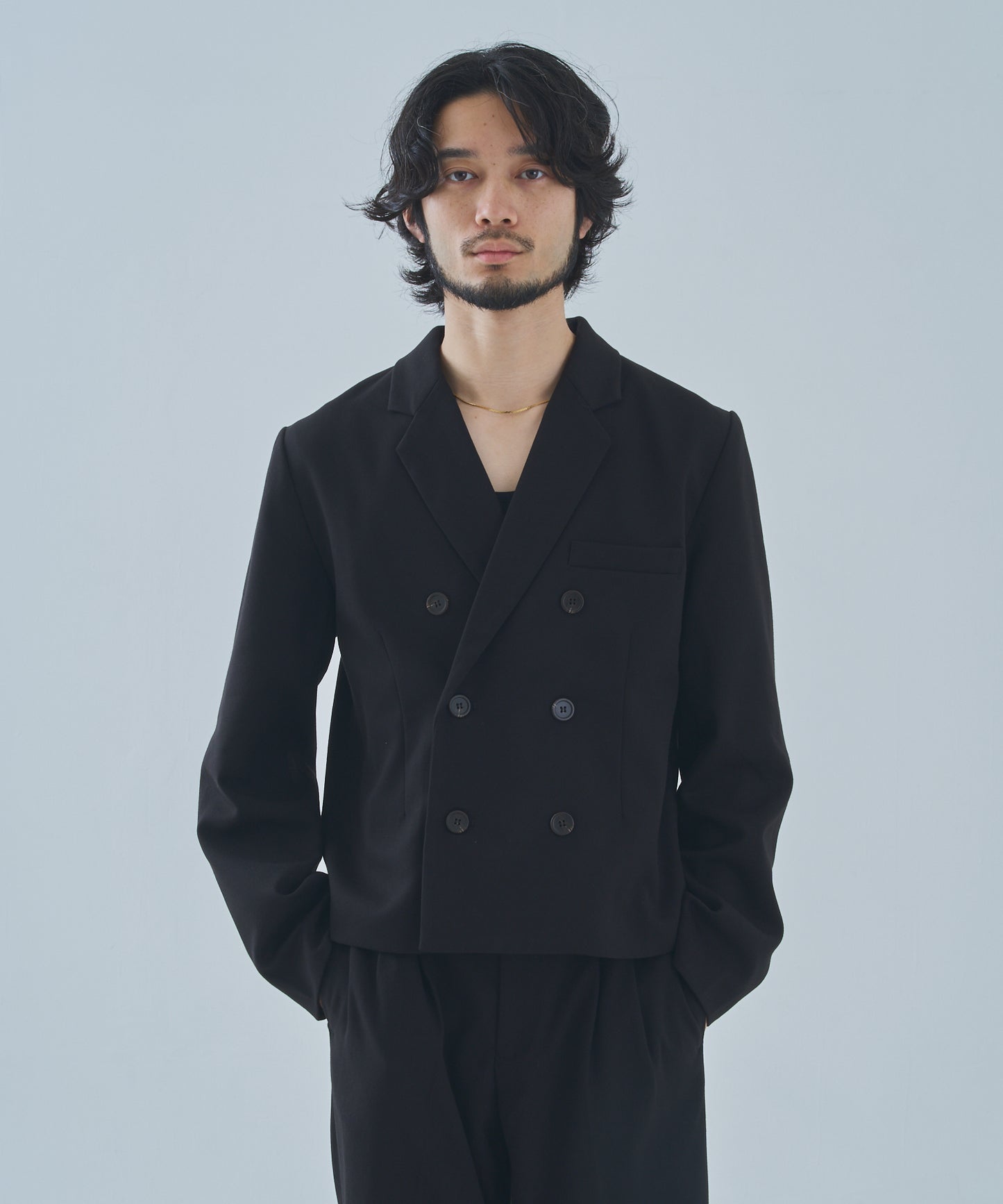 ミリタリーツイルダブルジャケット[Black]