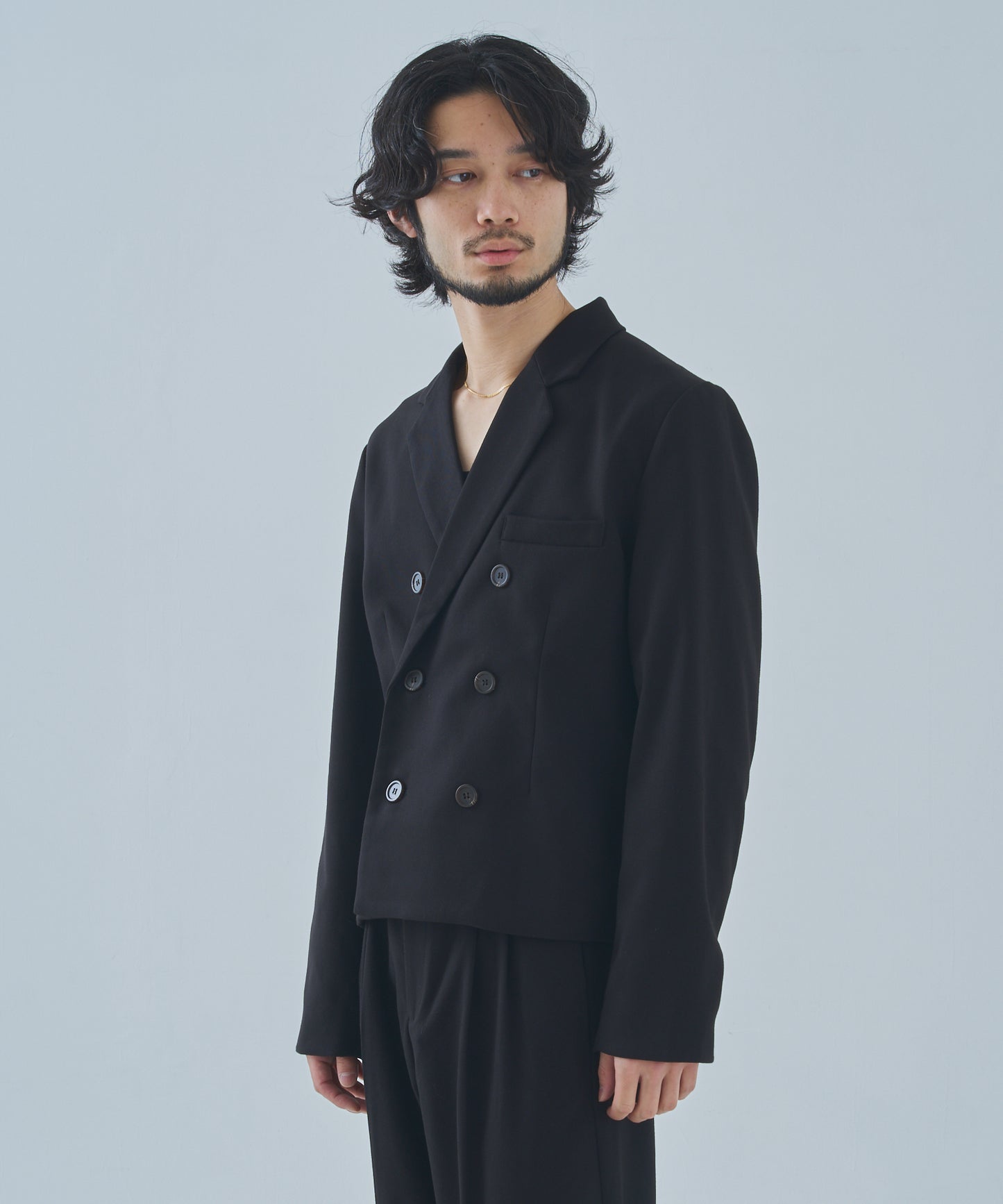 ミリタリーツイルダブルジャケット[Black]