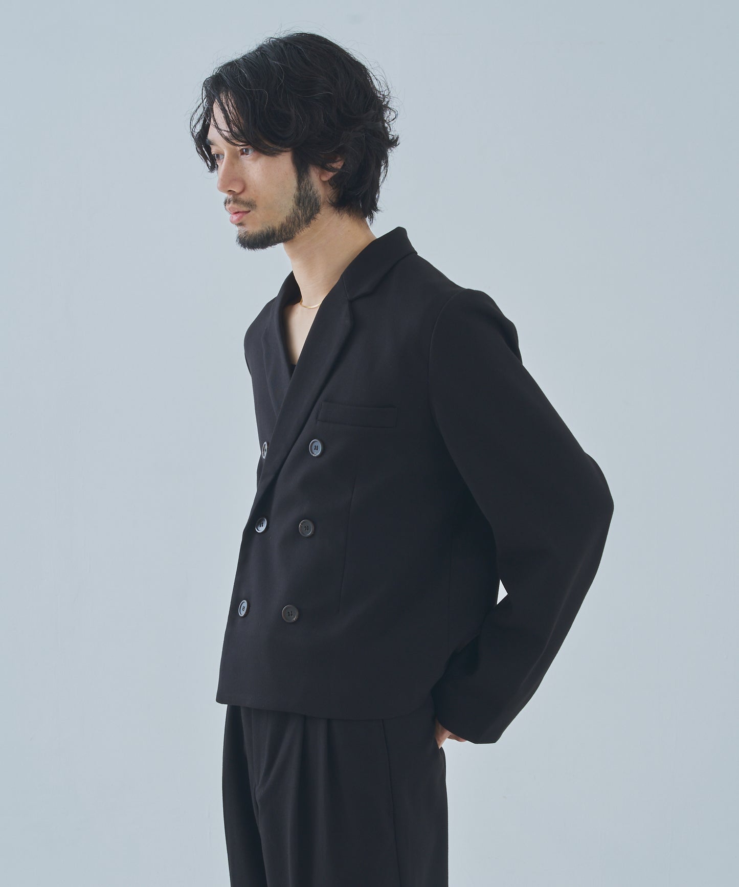 ミリタリーツイルダブルジャケット[Black]