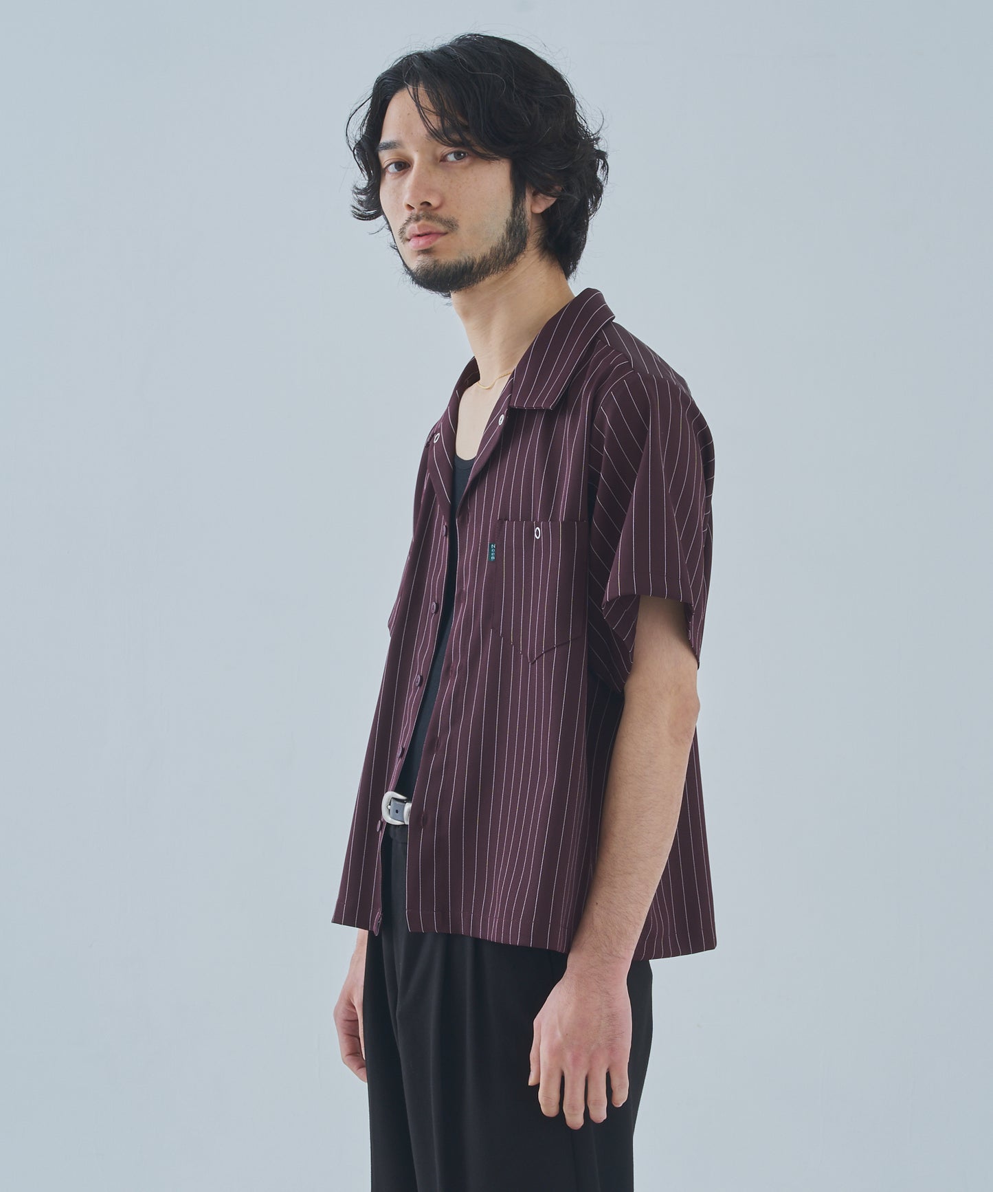 オープンカラーワークシャツ[Brown Stripe]