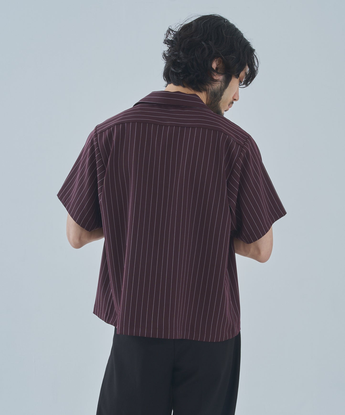 オープンカラーワークシャツ[Brown Stripe]