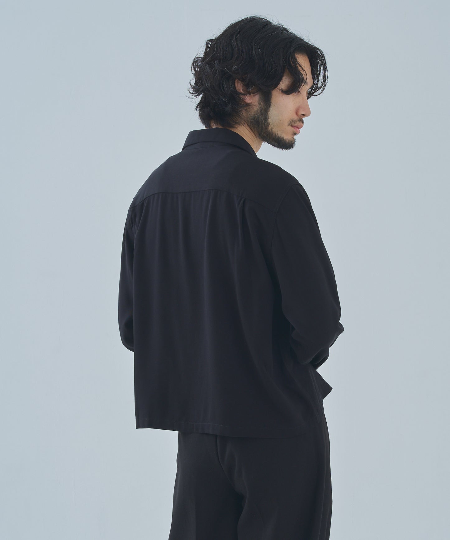 ショートリブレーヨンシャツ[Black]