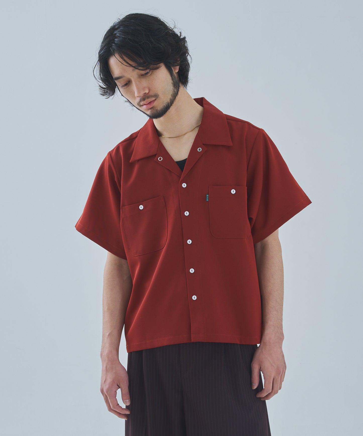 オープンカラーワークシャツ[Dark Orange]