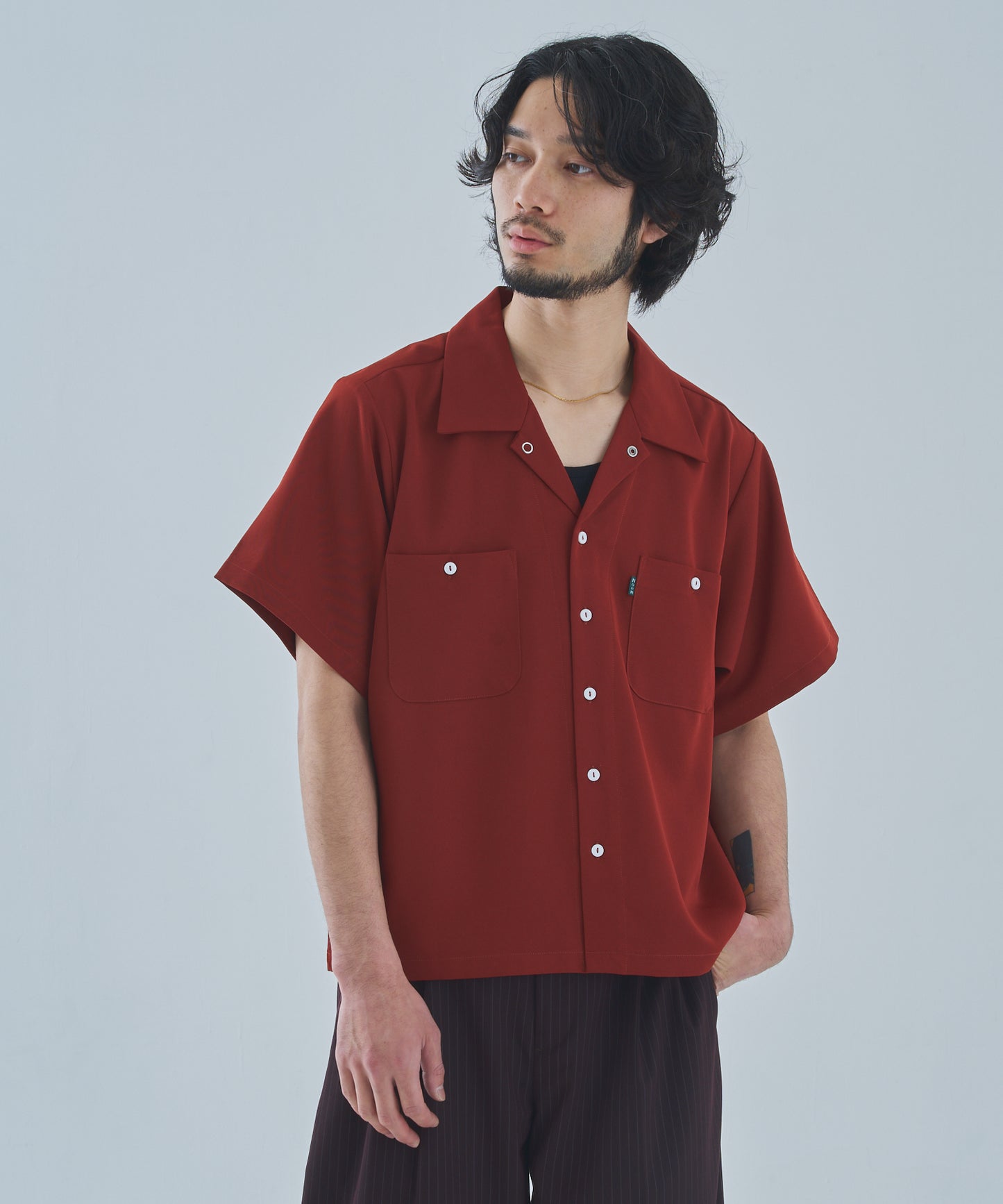 オープンカラーワークシャツ[Dark Orange]