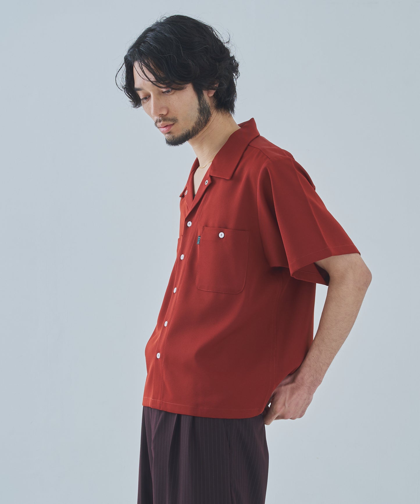 オープンカラーワークシャツ[Dark Orange]