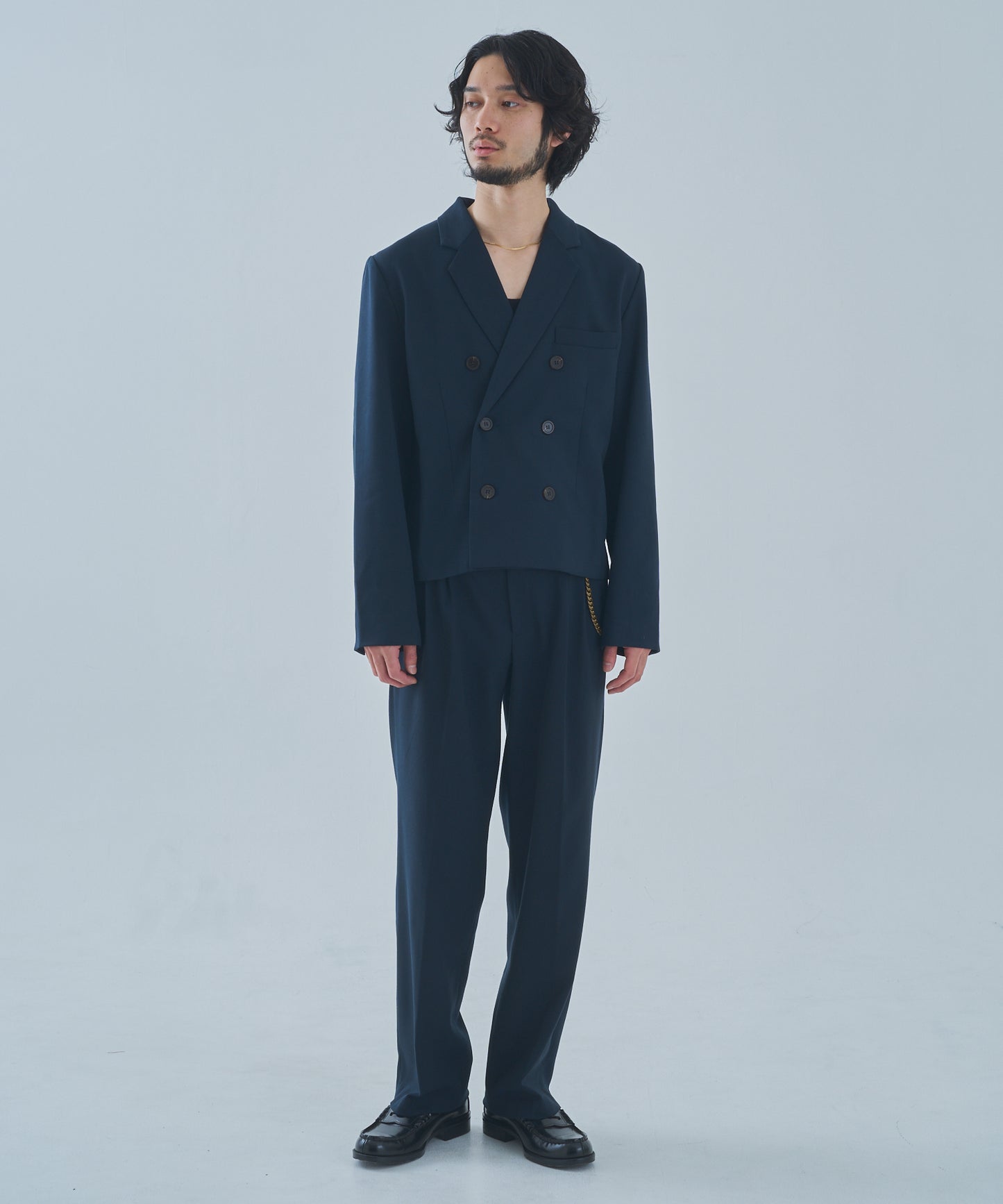 ミリタリーツイルダブルジャケット[Navy]