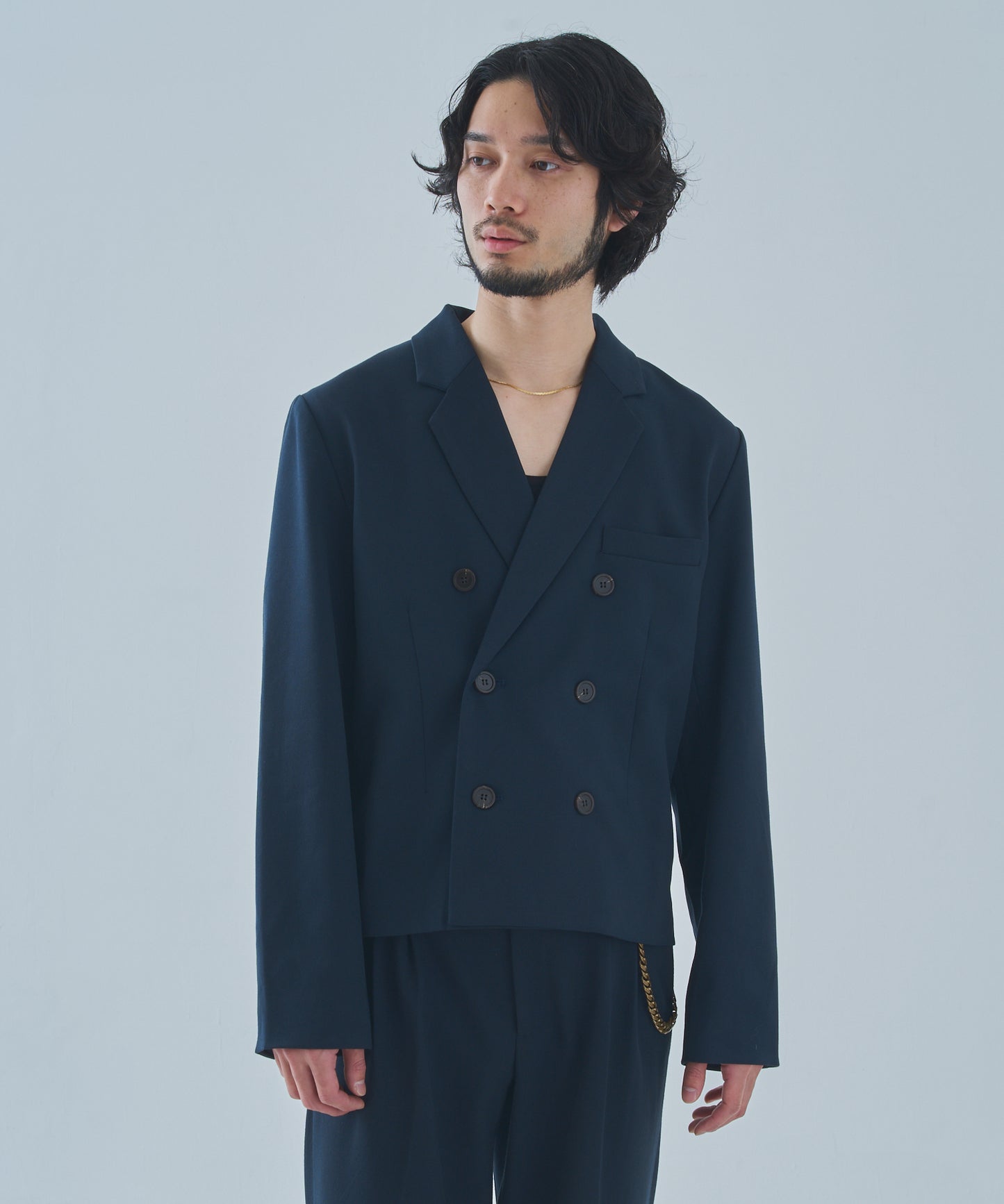 ミリタリーツイルダブルジャケット[Navy]