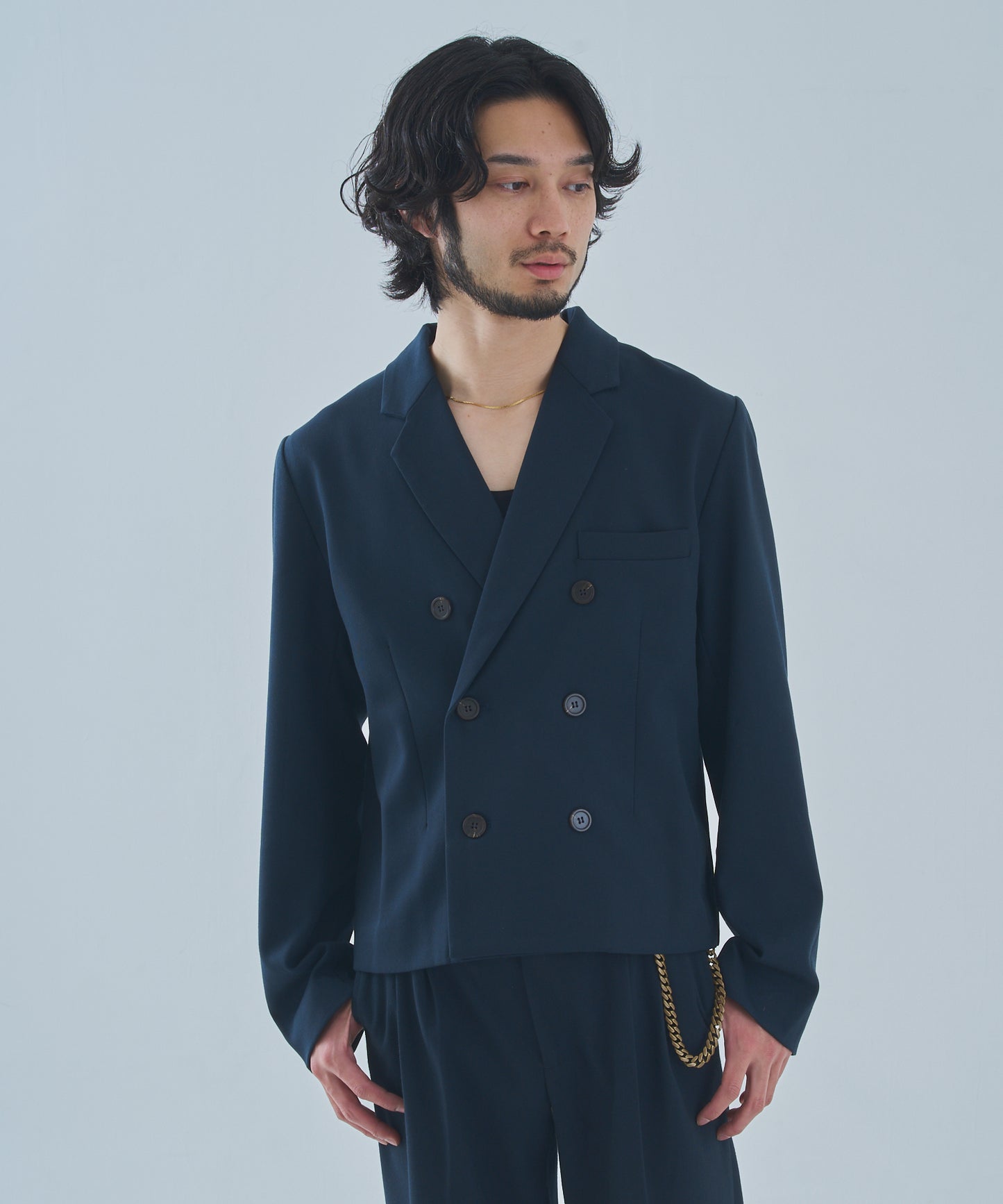 ミリタリーツイルダブルジャケット[Navy]