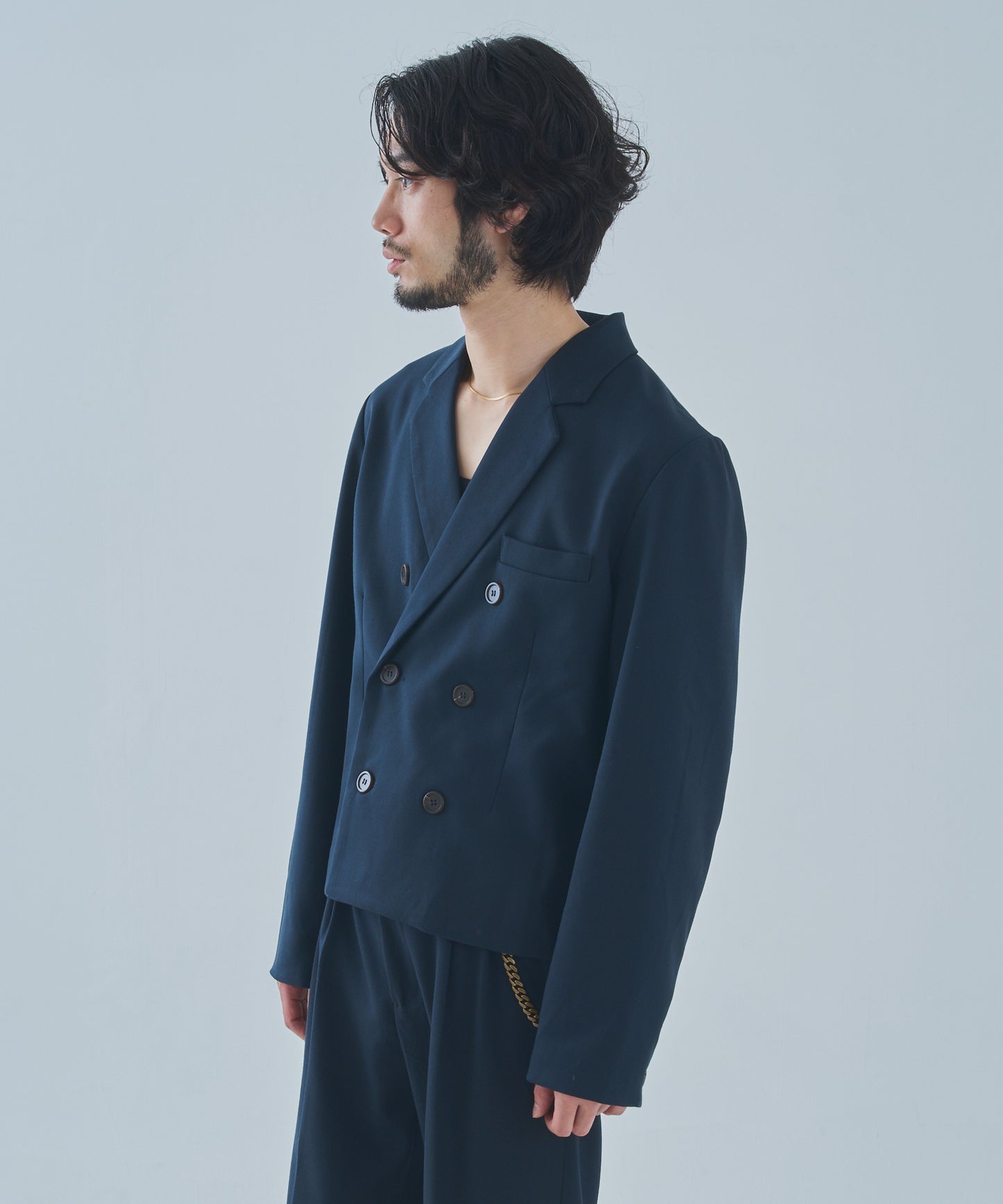 ミリタリーツイルダブルジャケット[Navy]