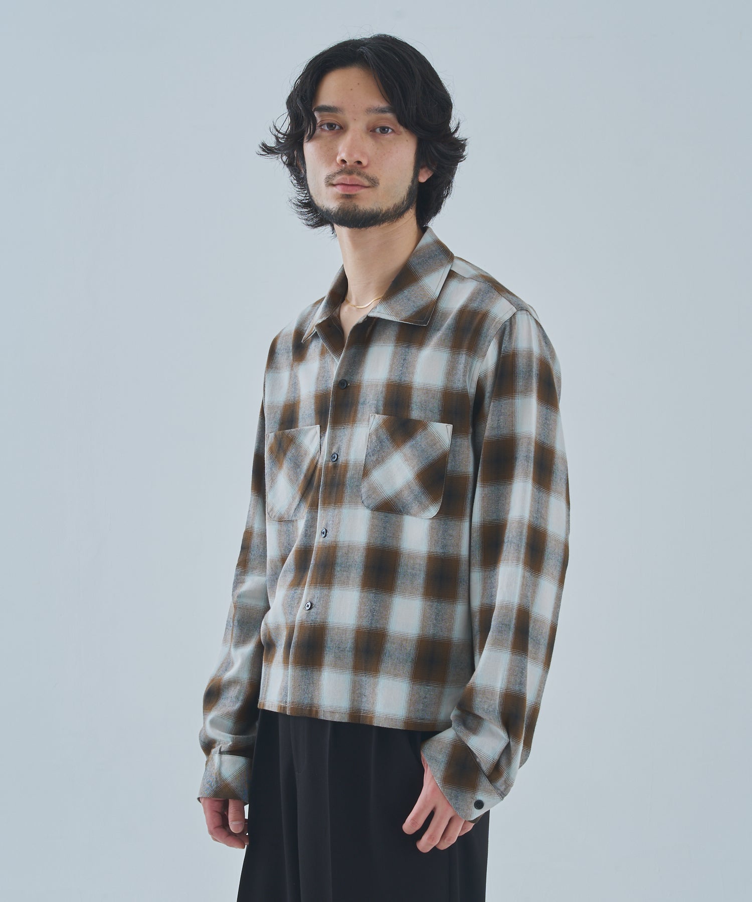 オンブレチェックシャツ[Brown] – Noen