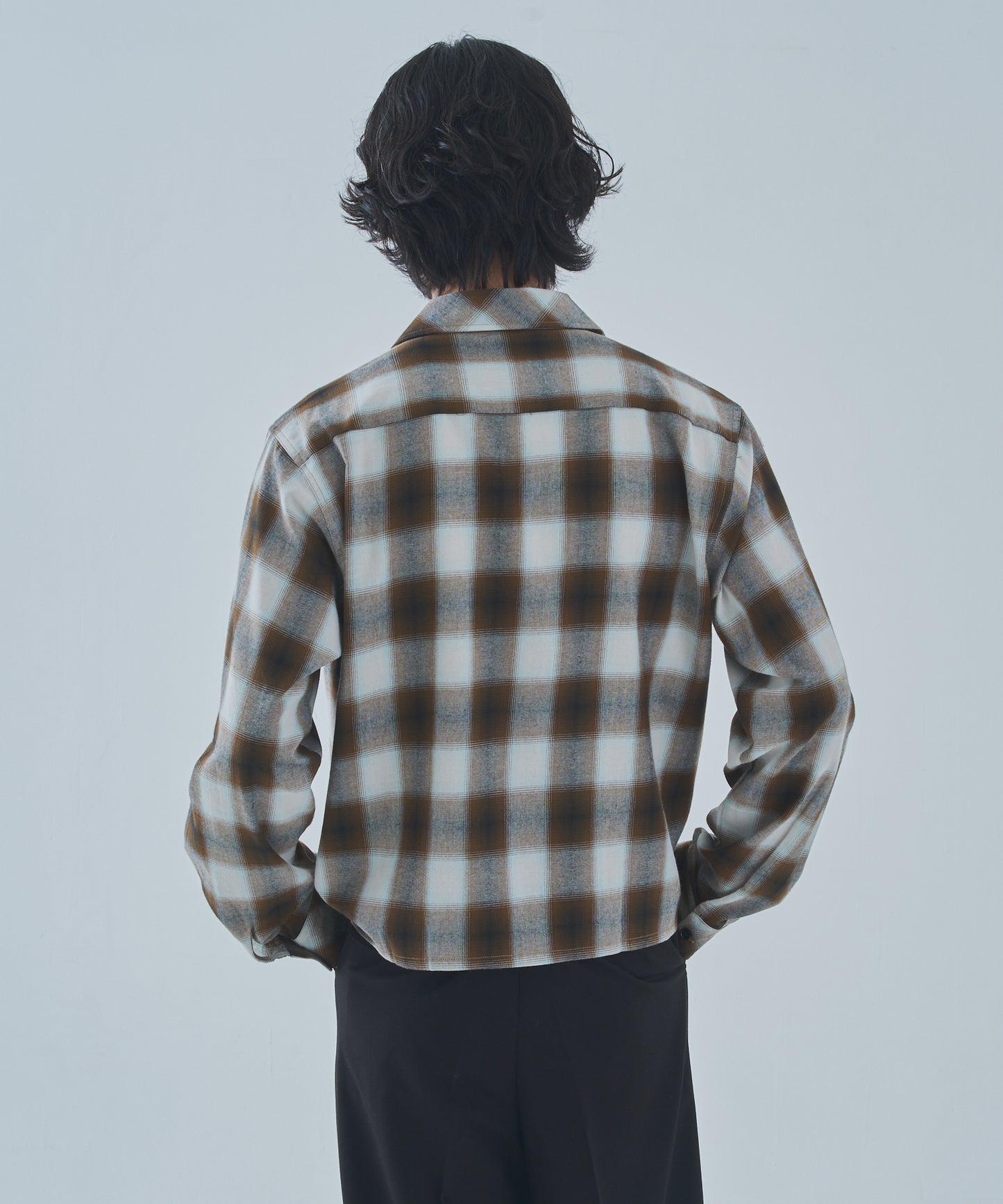 オンブレチェックシャツ[Brown]