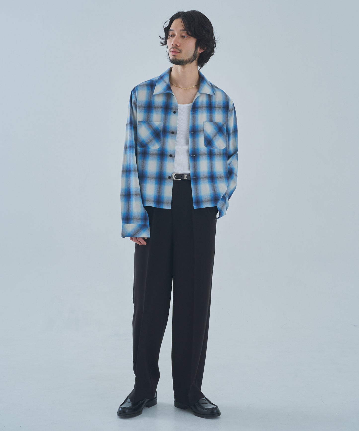 オンブレチェックシャツ[Blue]