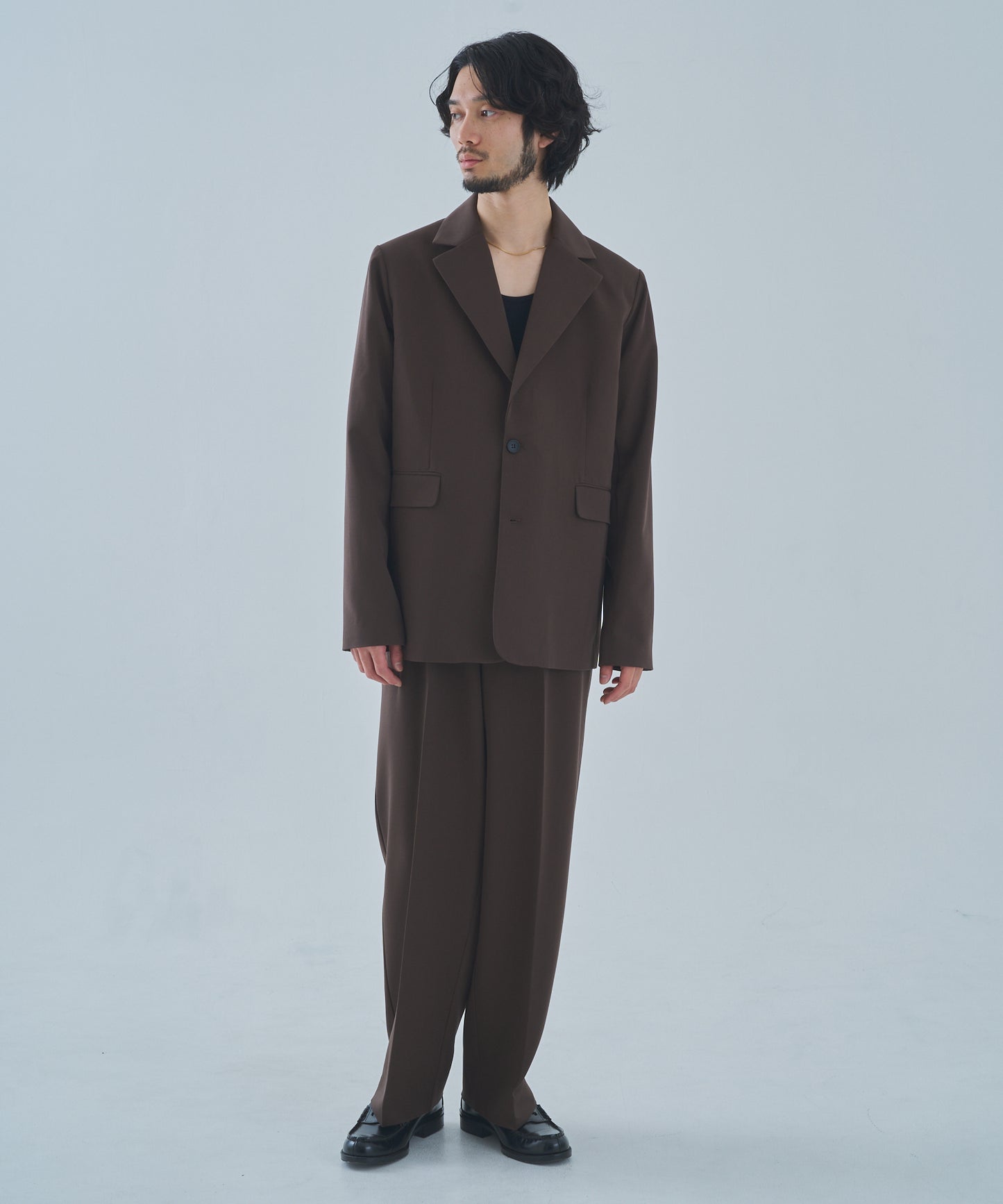 クラシックストレートスラックス[Dark Brown]