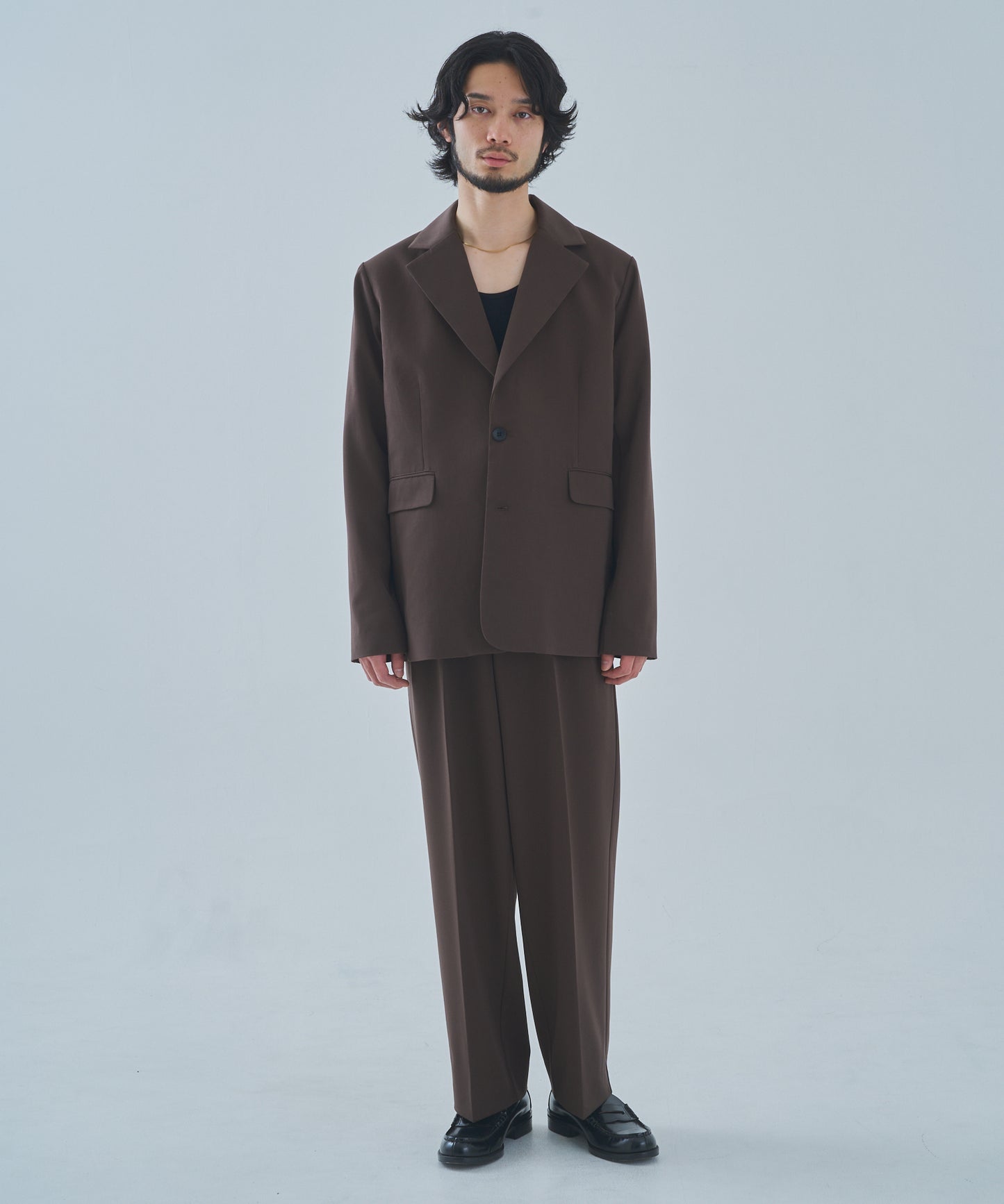 クラシックストレートスラックス[Dark Brown]
