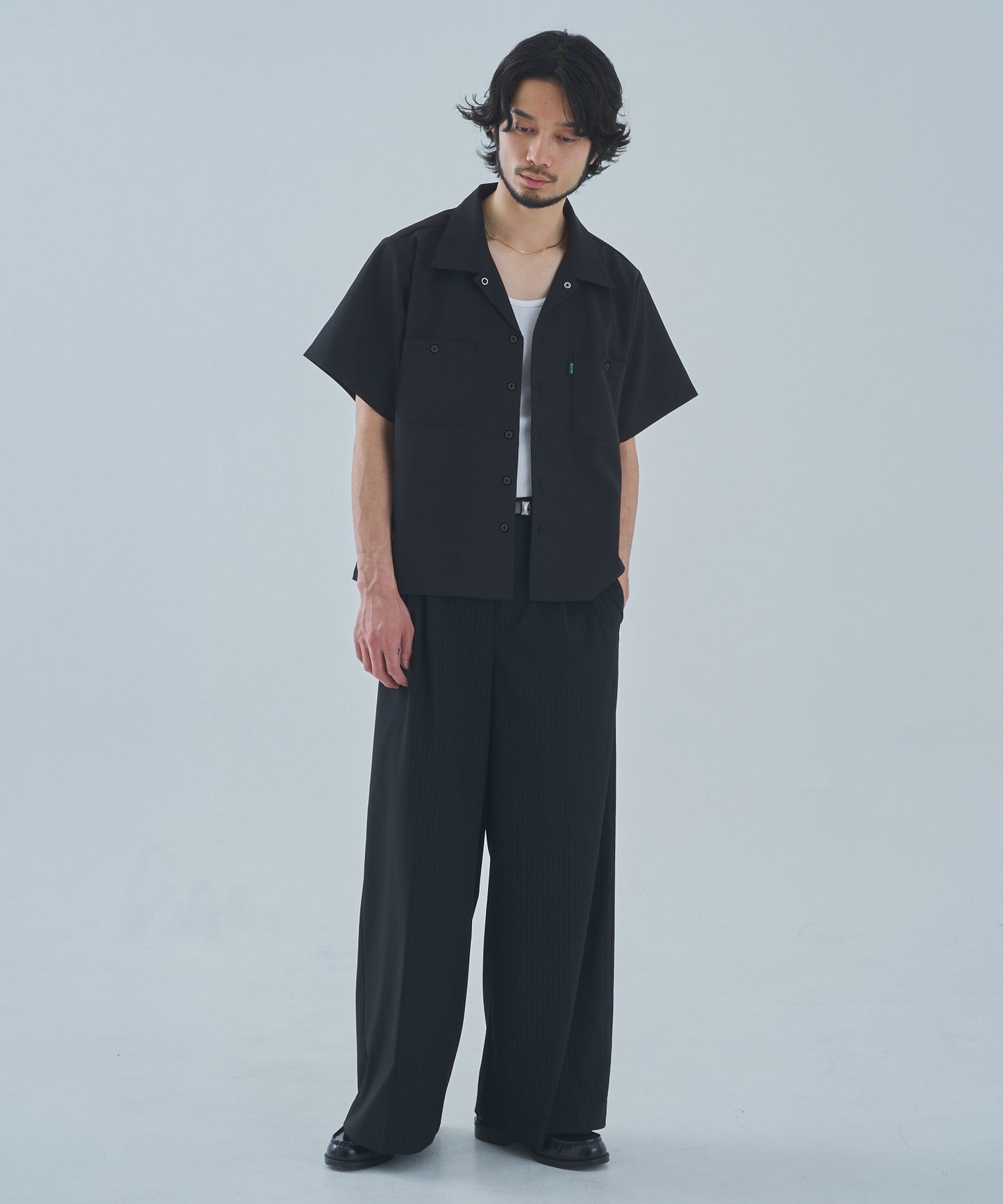 オープンカラーワークシャツ[Black]