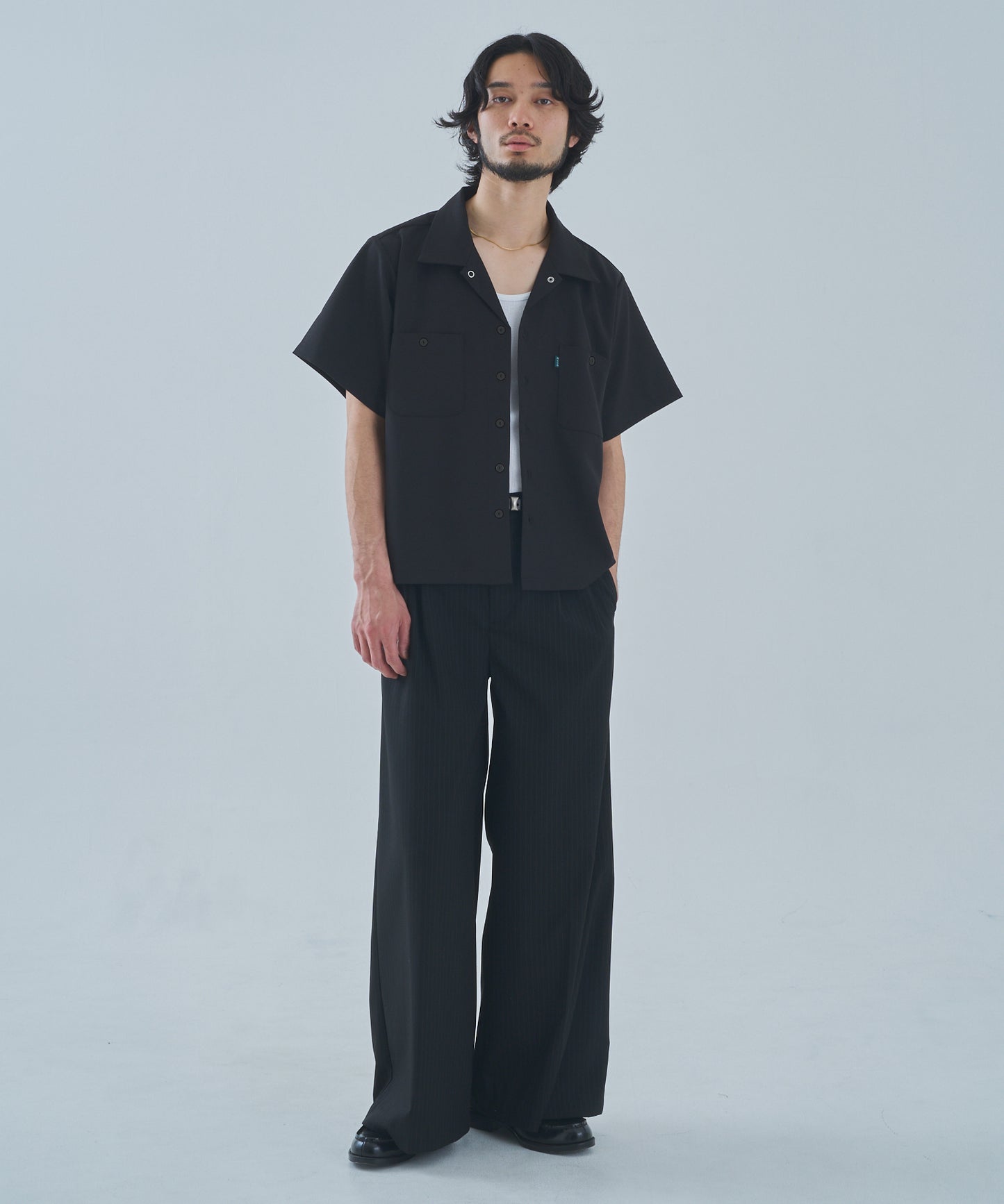 オープンカラーワークシャツ[Black]