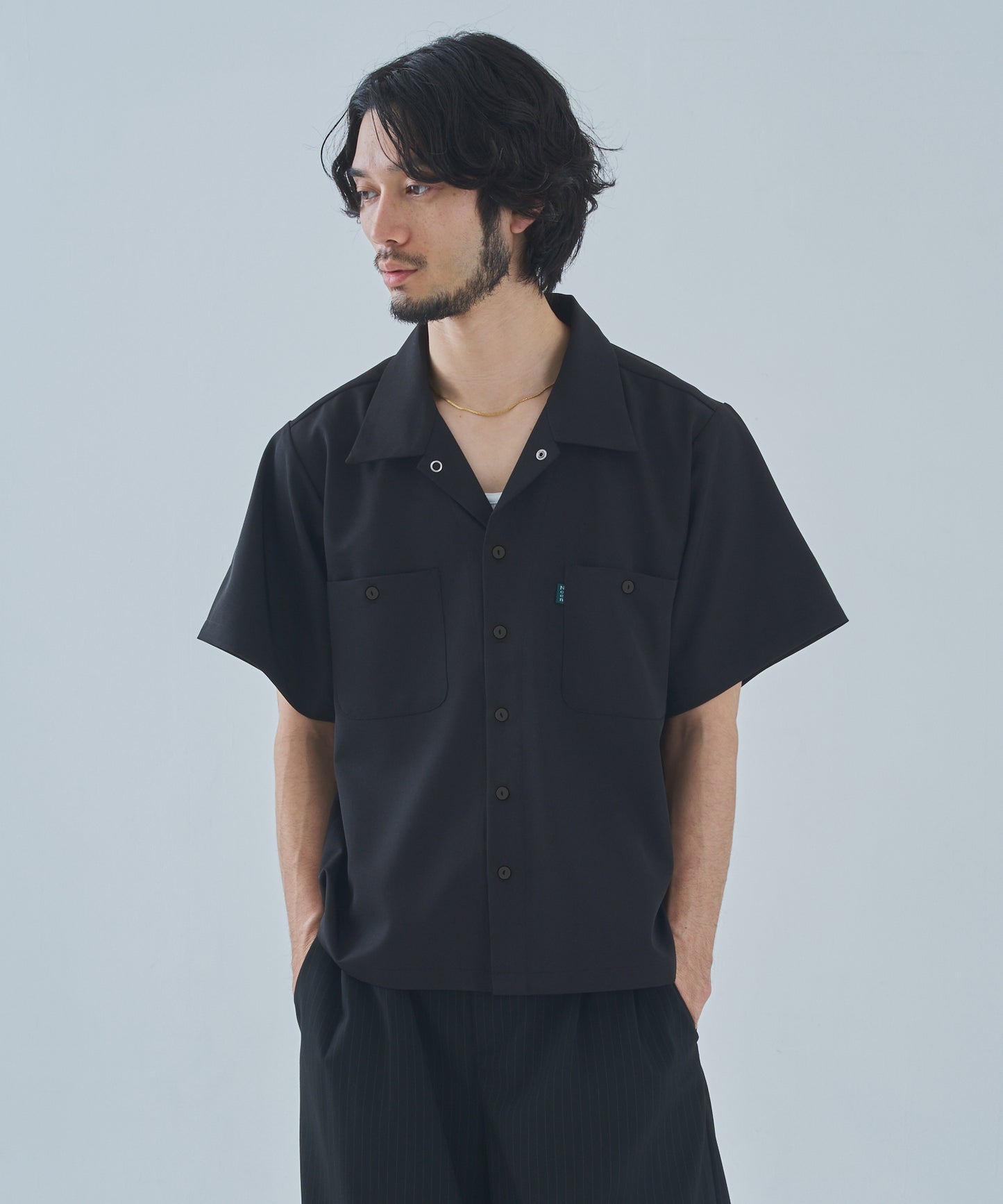 オープンカラーワークシャツ[Black]