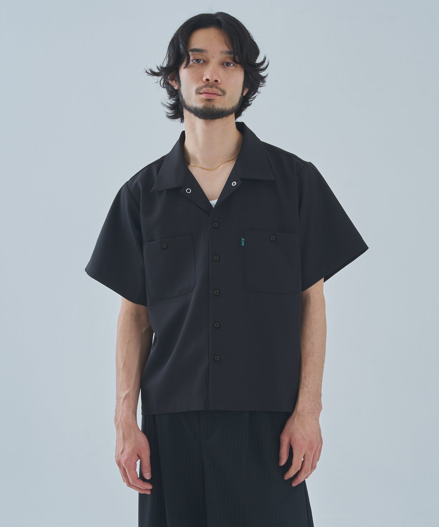 オープンカラーワークシャツ[Black]