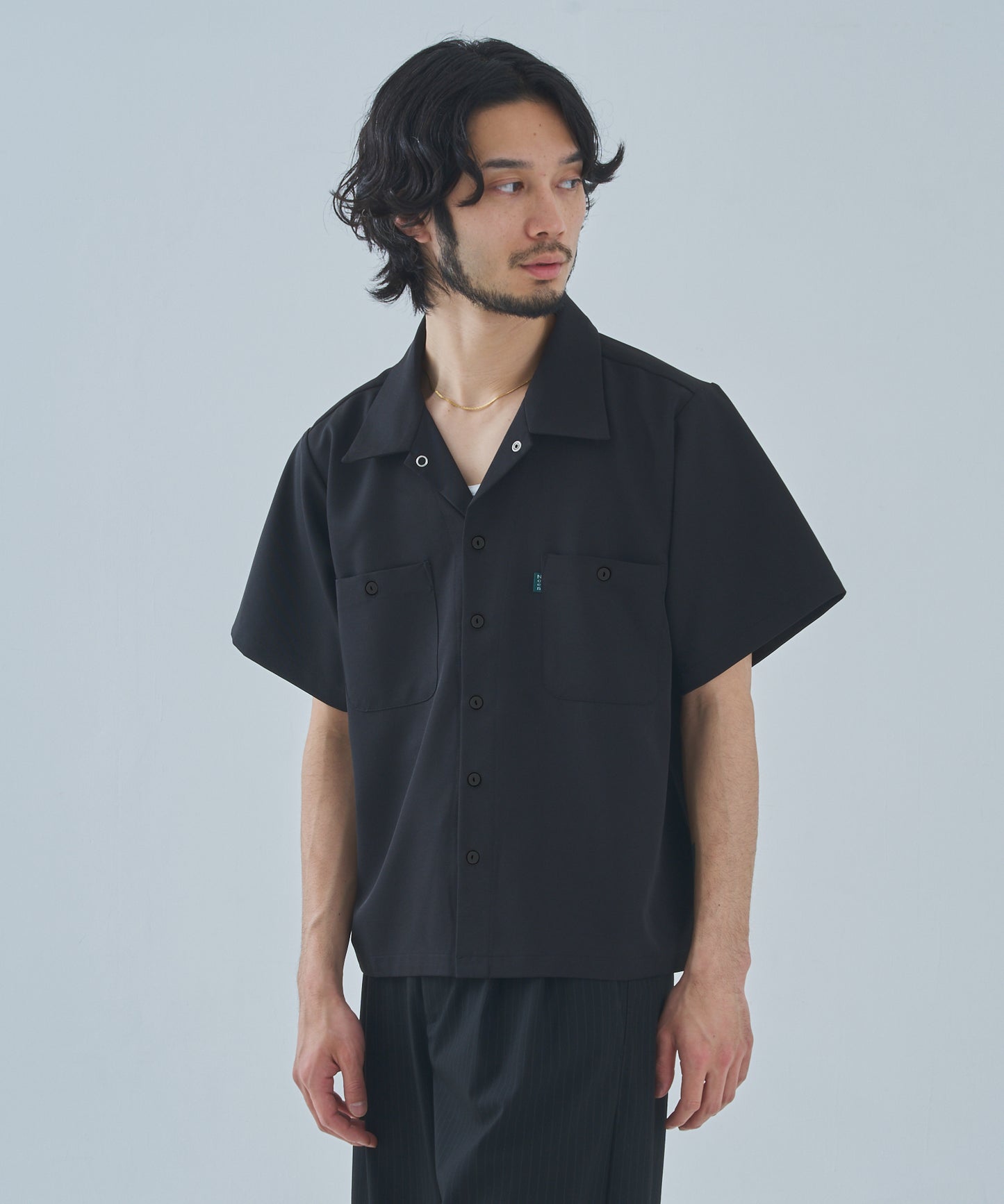 オープンカラーワークシャツ[Black]