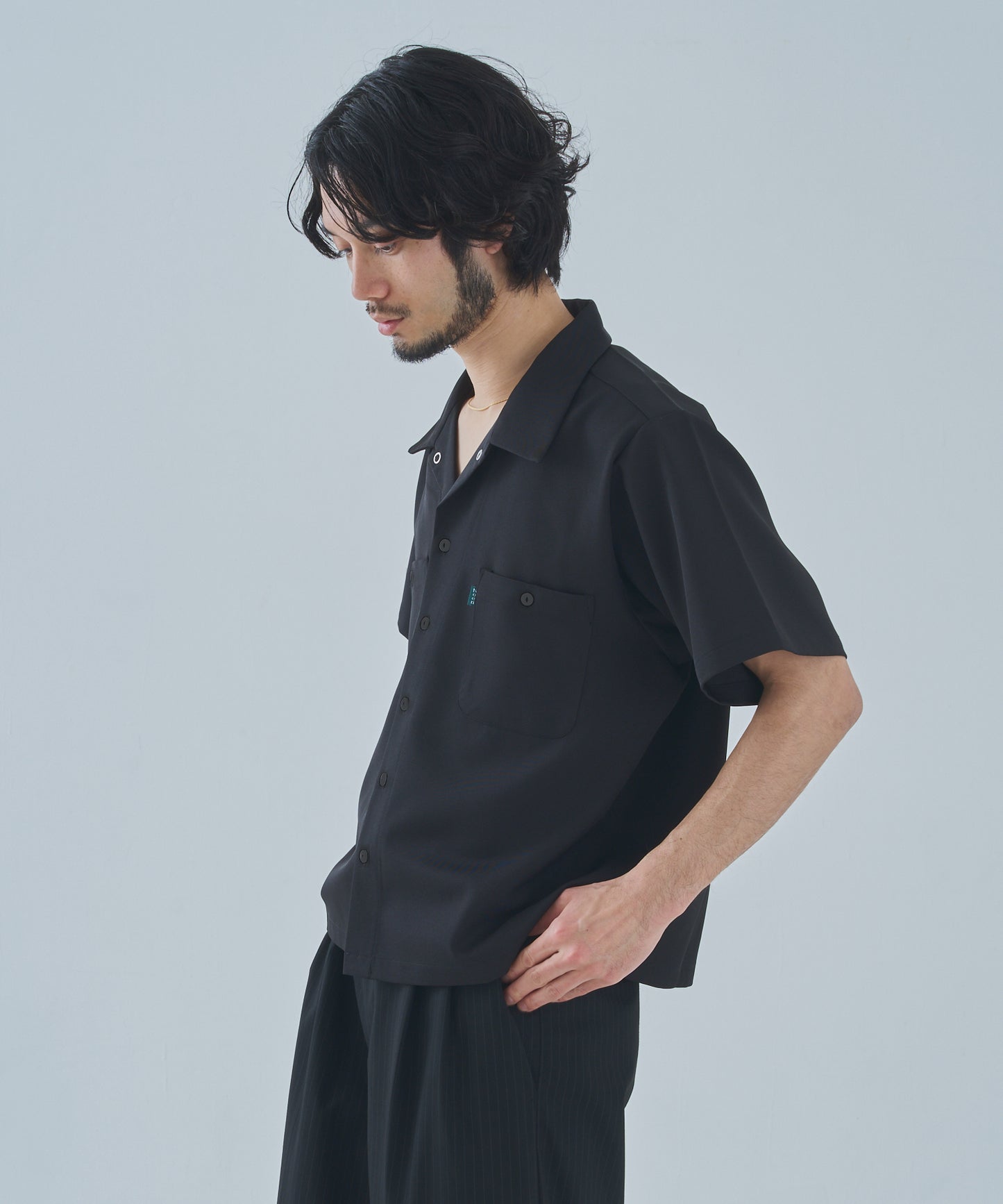 オープンカラーワークシャツ[Black]