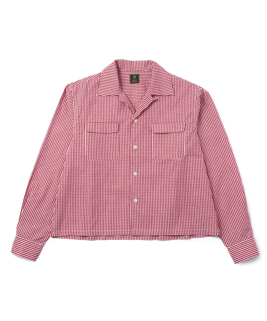 オープンカラーギンガムチェックシャツ[Red]