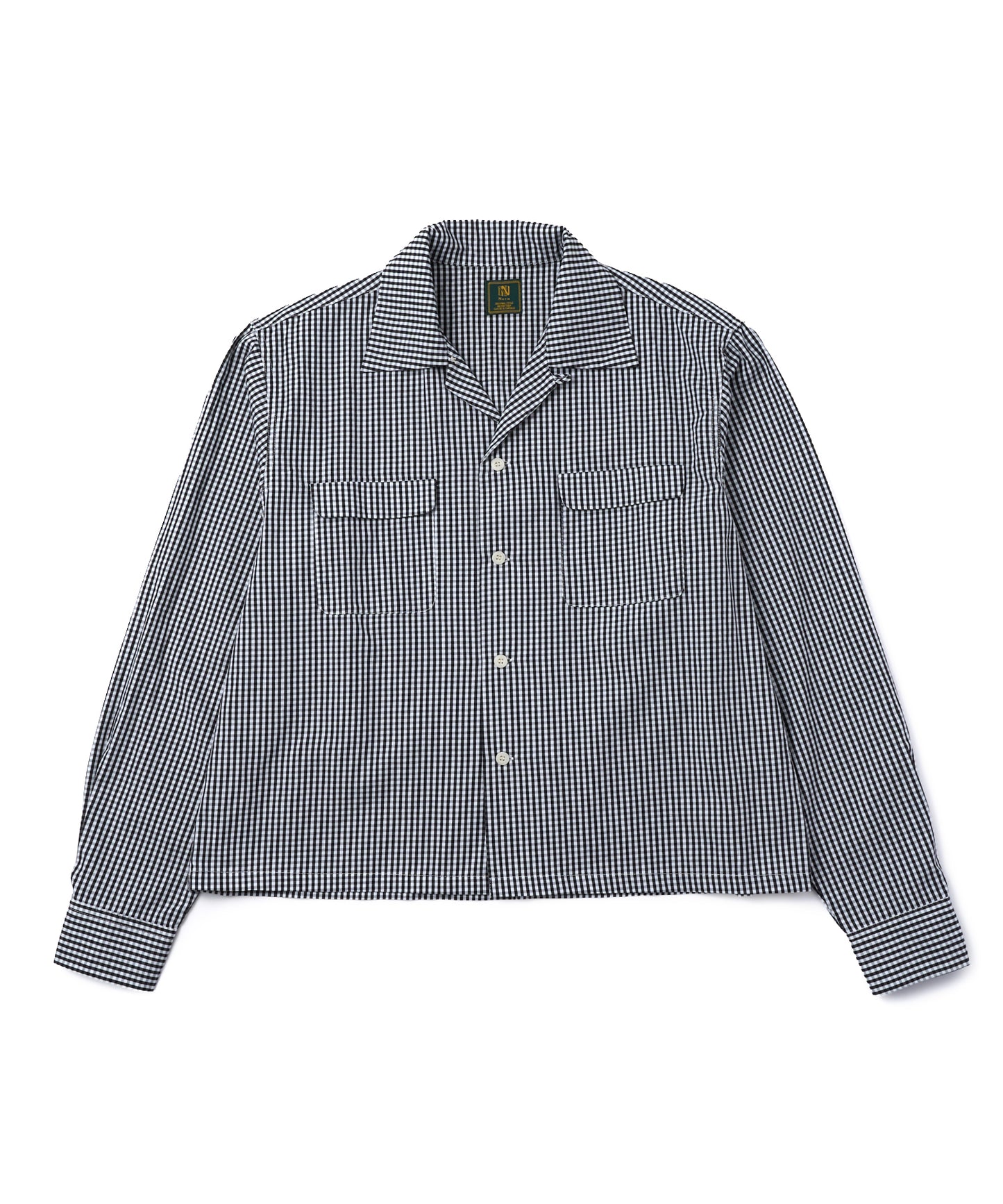 オープンカラーギンガムチェックシャツ[Black]