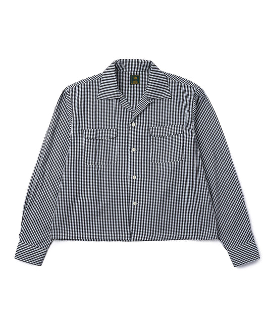 オープンカラーギンガムチェックシャツ[Black]
