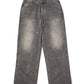 ウォッシュドダブルニーデニムパンツ[Black]